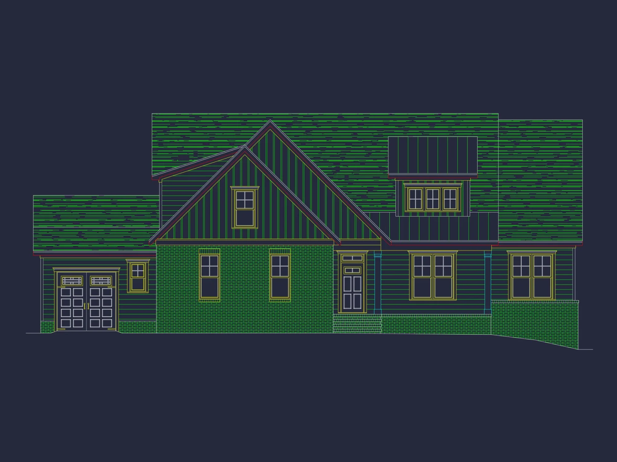 Craftsman house Plan with 4 Bedrooms, Spacious CAD Designs