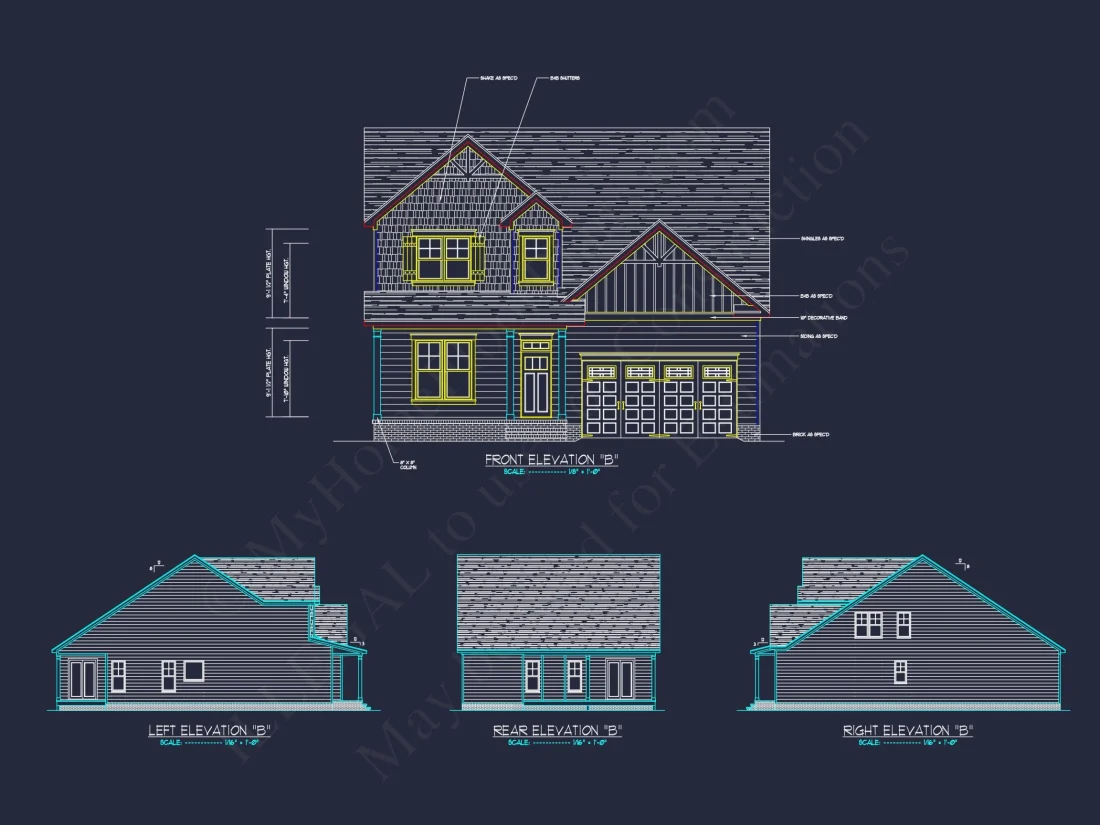 Charming 2-Story Craftsman house Plan with Detailed CAD Designs