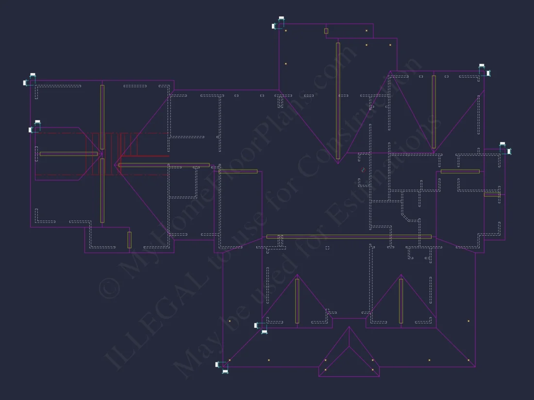 Colonial Farmhouse CAD house Floor Plan with Traditional Designs