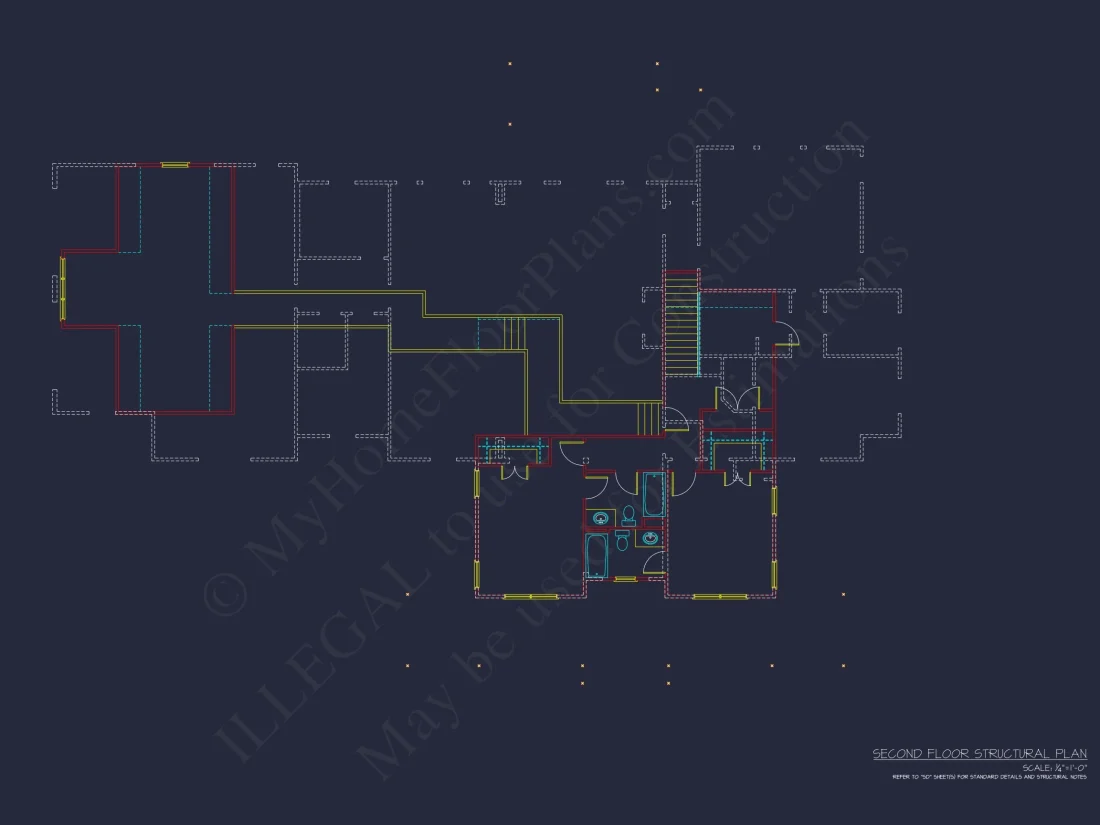 Colonial Farmhouse CAD house Floor Plan with Traditional Designs
