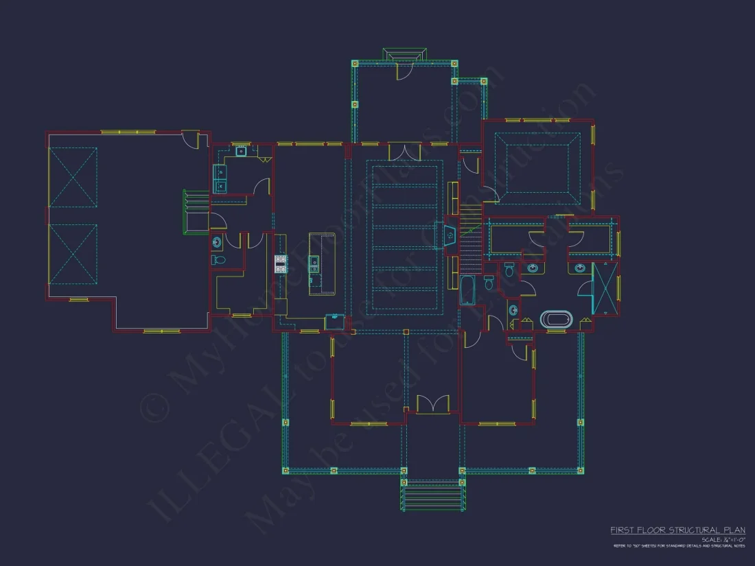 Colonial Farmhouse CAD house Floor Plan with Traditional Designs