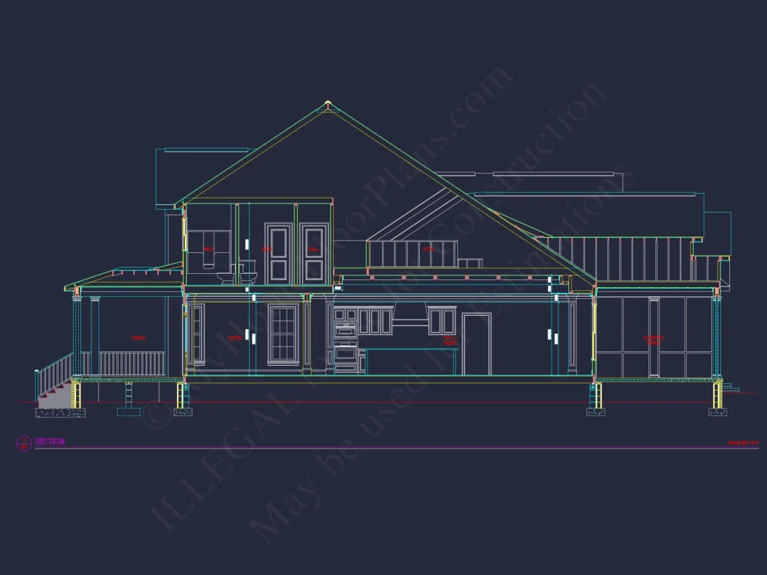 Colonial Farmhouse CAD house Floor Plan with Traditional Designs
