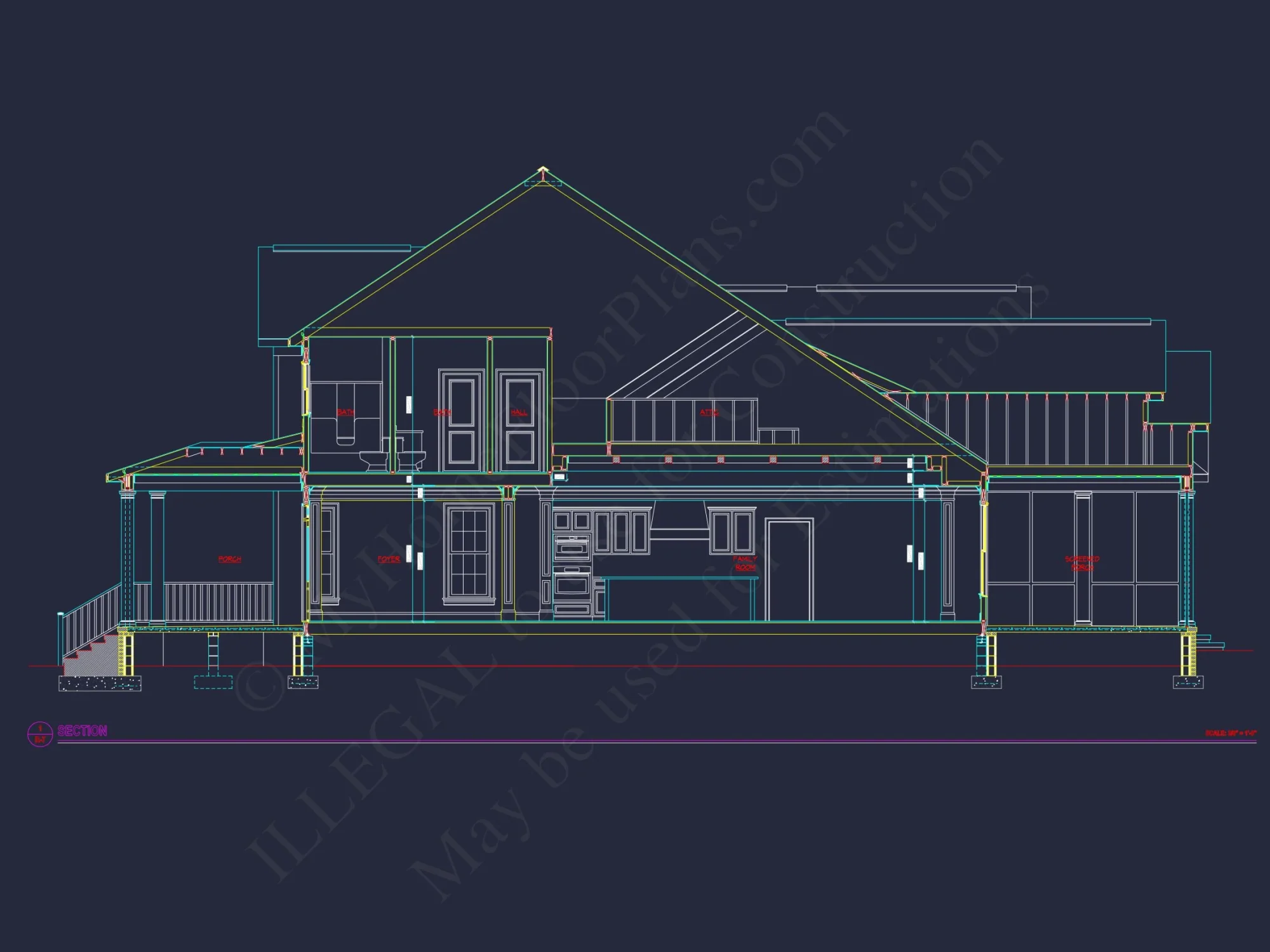 Colonial Farmhouse CAD house Floor Plan with Traditional Designs