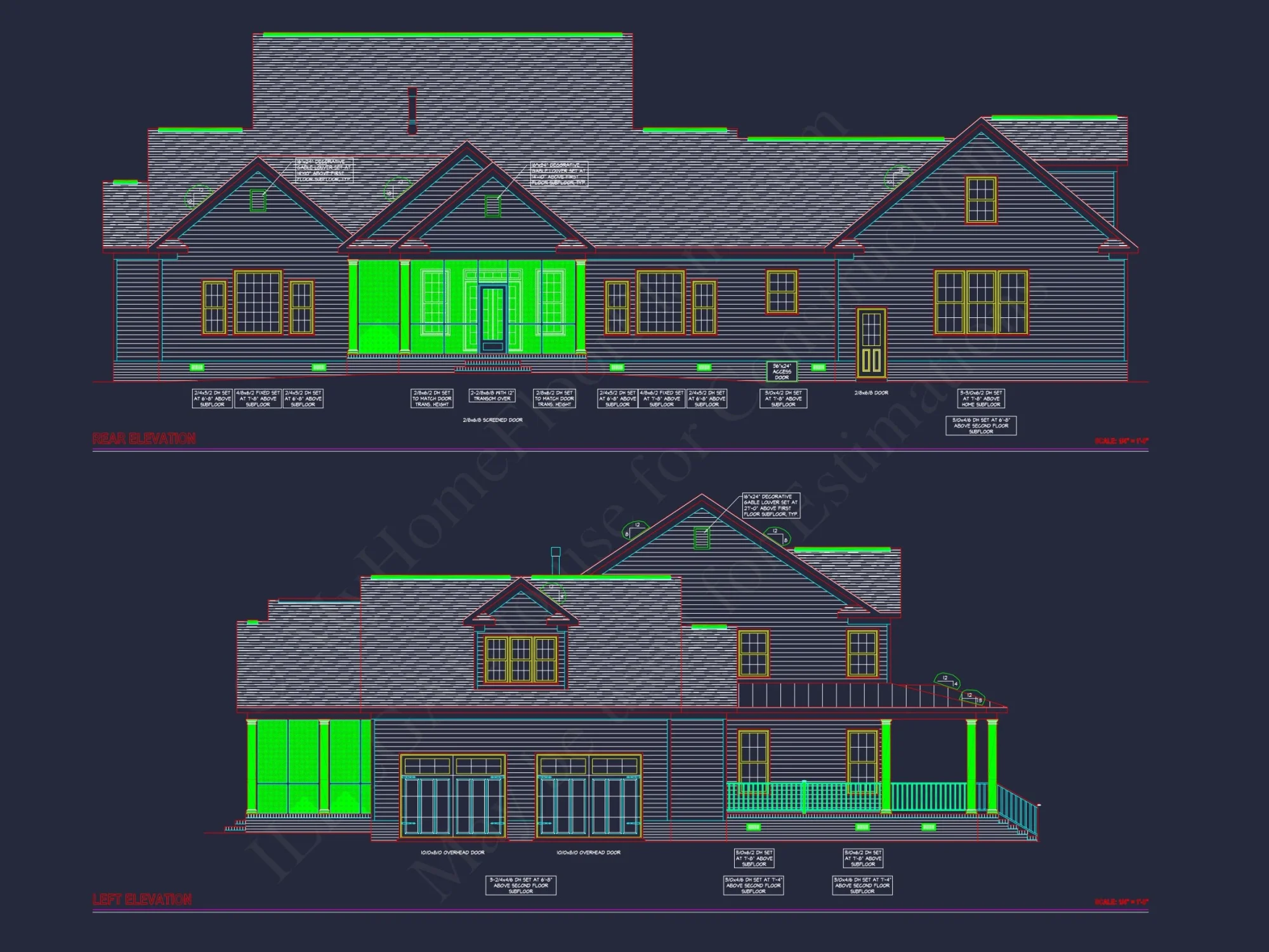 Colonial Farmhouse CAD house Floor Plan with Traditional Designs