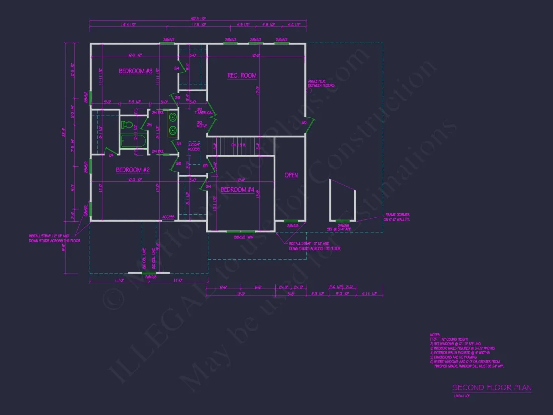 Colonial Farmhouse house Plan with 2 Floors and 4 Bedrooms