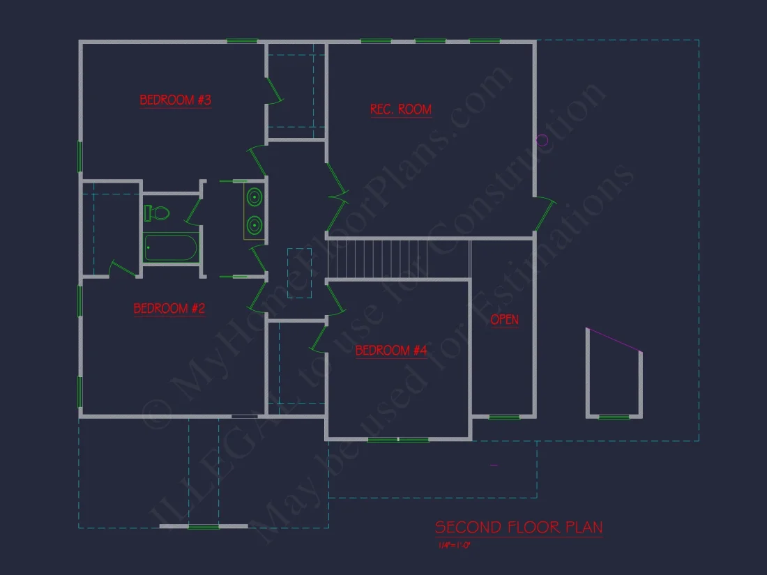 Colonial Farmhouse house Plan with 2 Floors and 4 Bedrooms