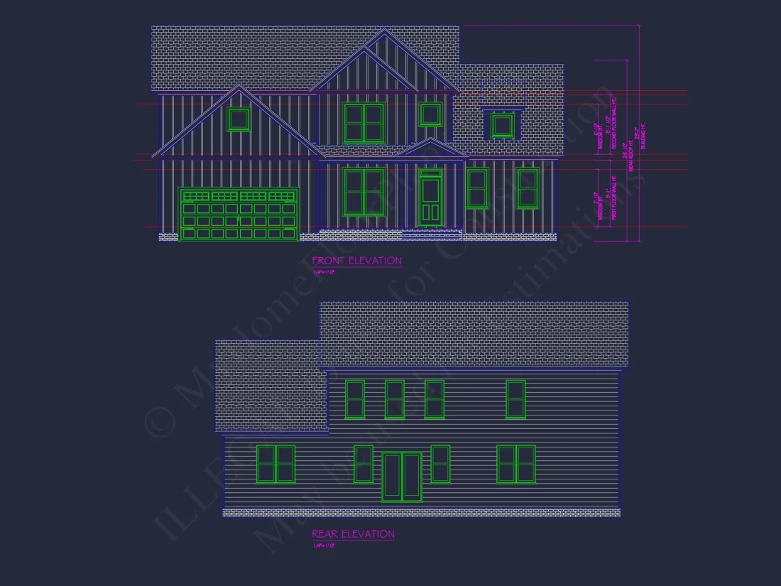Colonial Farmhouse house Plan with 2 Floors and 4 Bedrooms