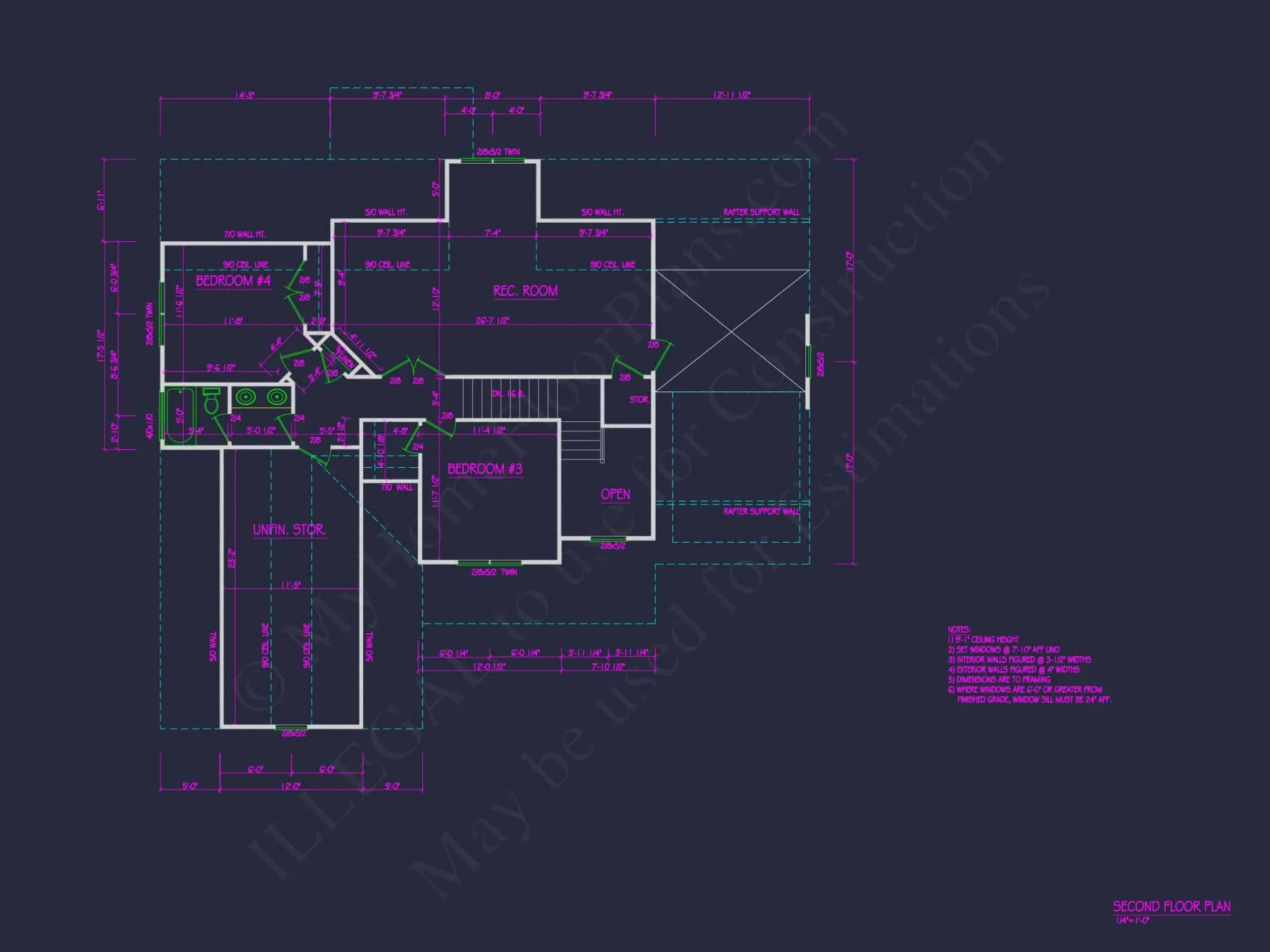 Modern Craftsman house Floor Plan with CAD Designs and Blueprint