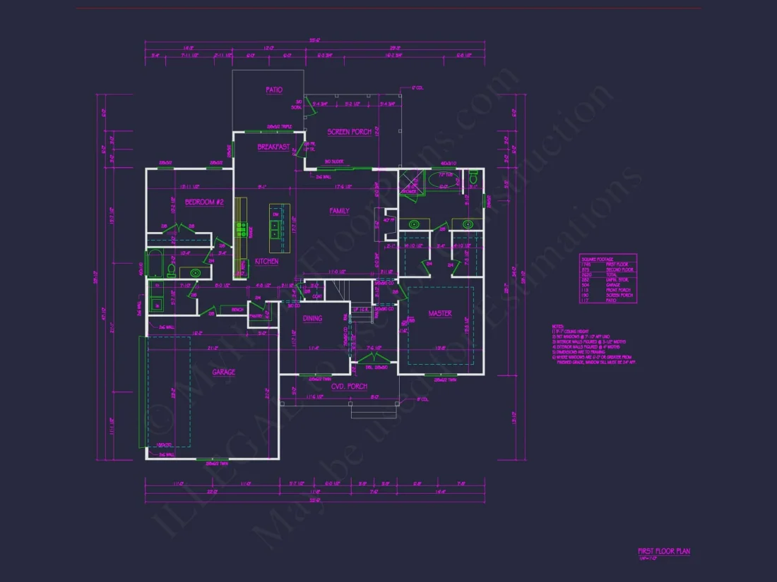 Modern Craftsman house Floor Plan with CAD Designs and Blueprint