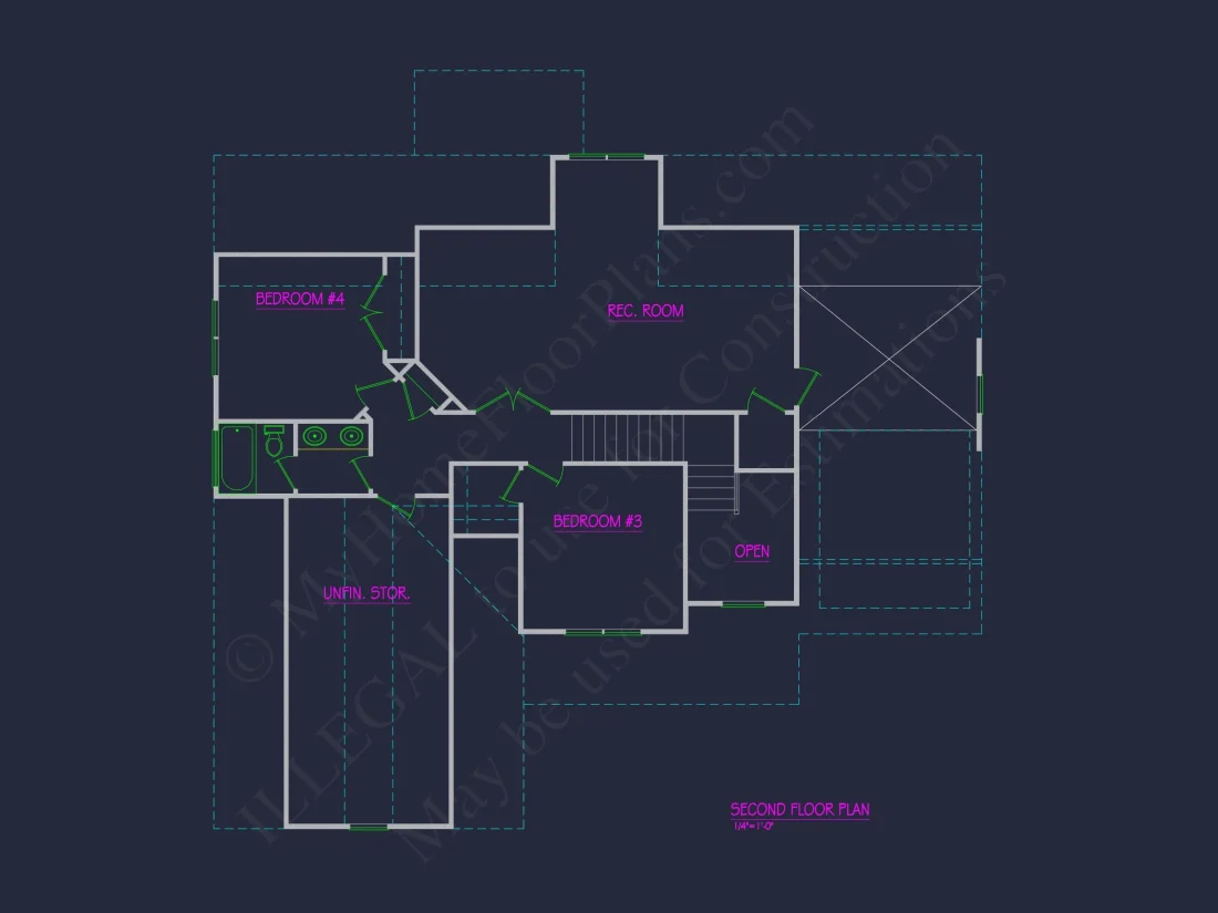 Modern Craftsman house Floor Plan with CAD Designs and Blueprint