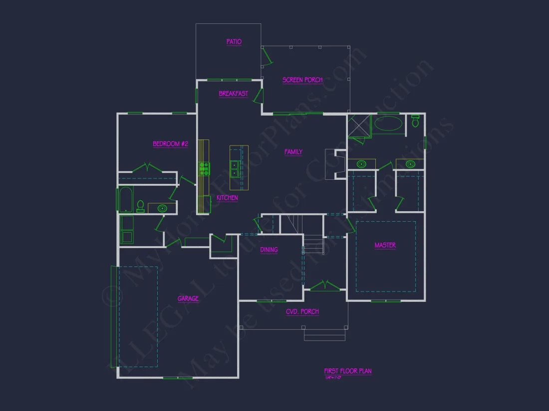 Modern Craftsman house Floor Plan with CAD Designs and Blueprint
