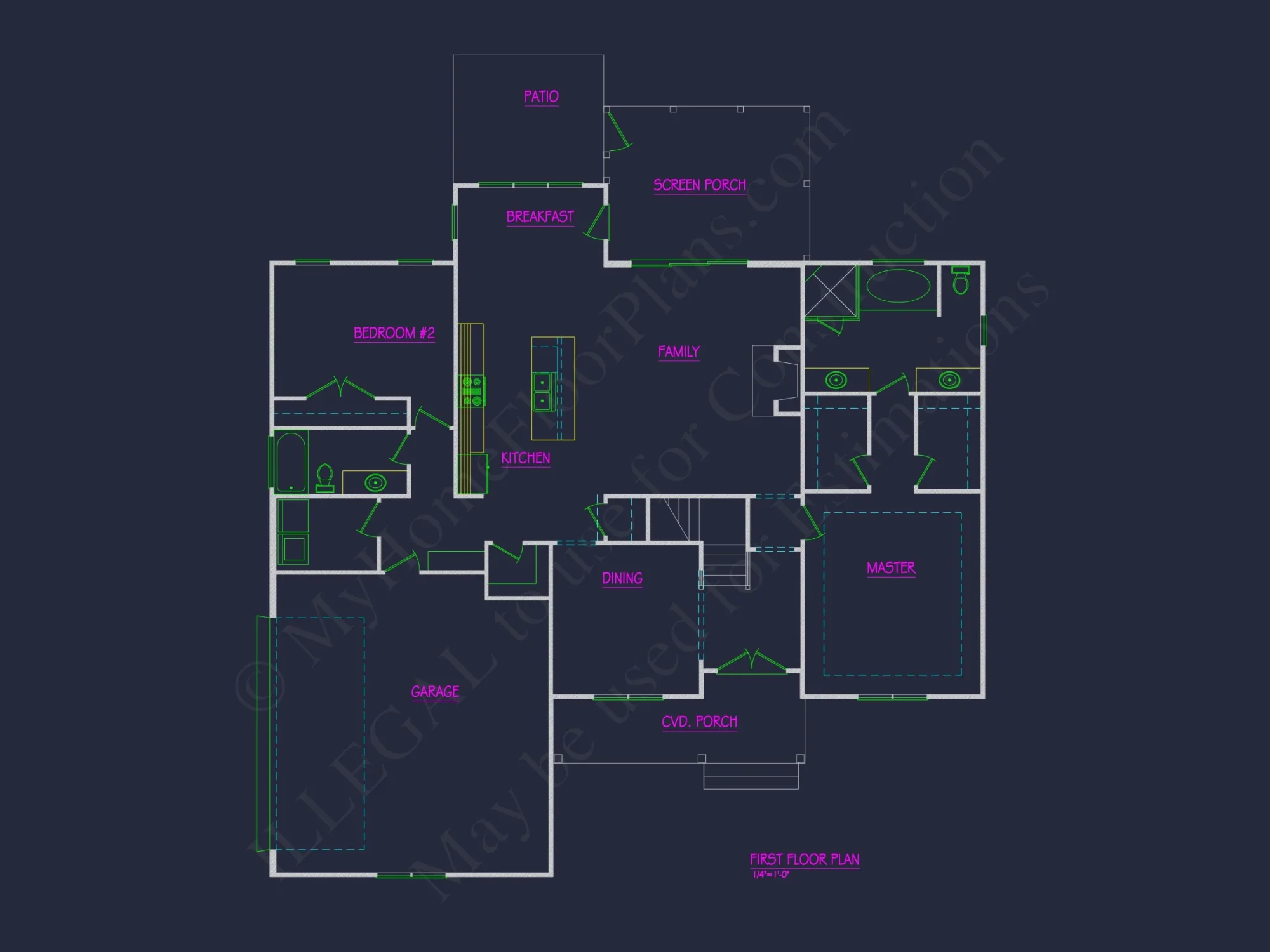 Modern Craftsman house Floor Plan with CAD Designs and Blueprint
