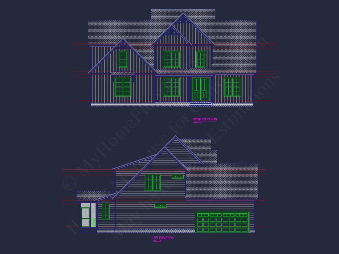Modern Craftsman house Floor Plan with CAD Designs and Blueprint