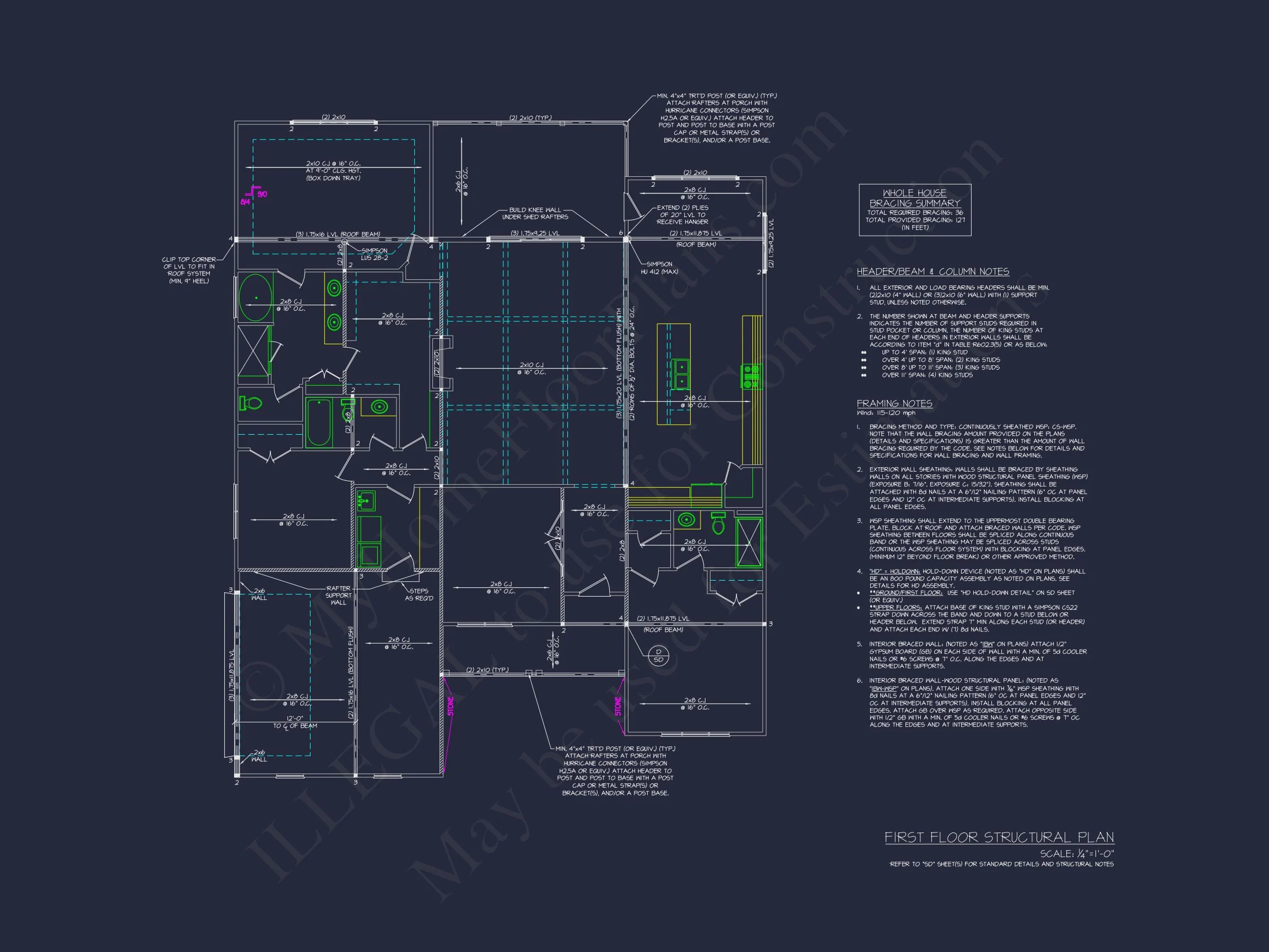 Traditional house Plan with CAD Blueprint and Open Floor Design