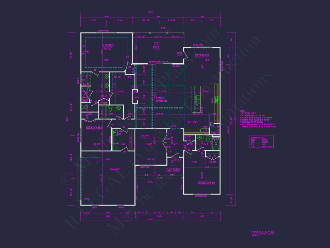 Traditional house Plan with CAD Blueprint and Open Floor Design