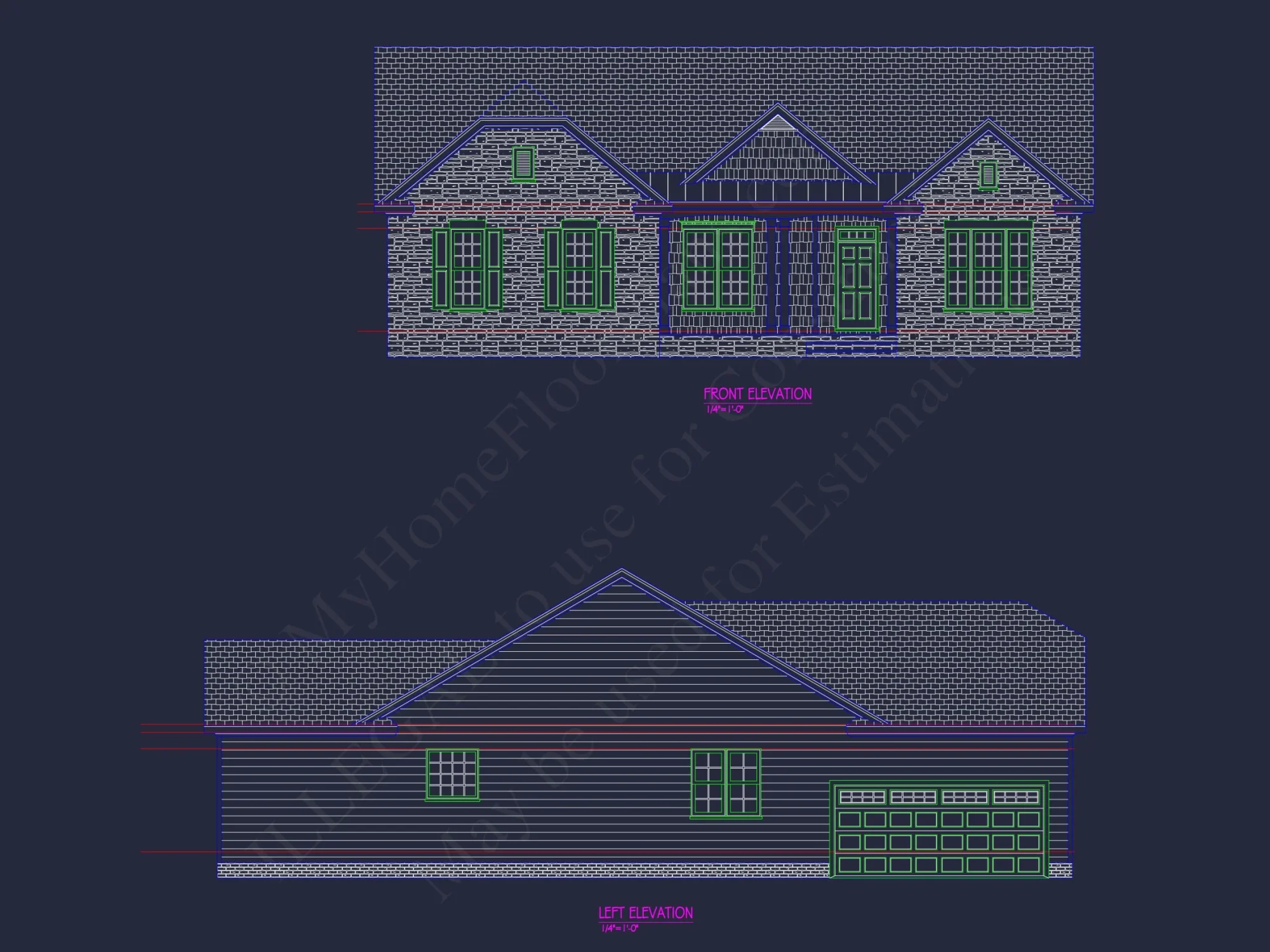 Traditional house Plan with CAD Blueprint and Open Floor Design