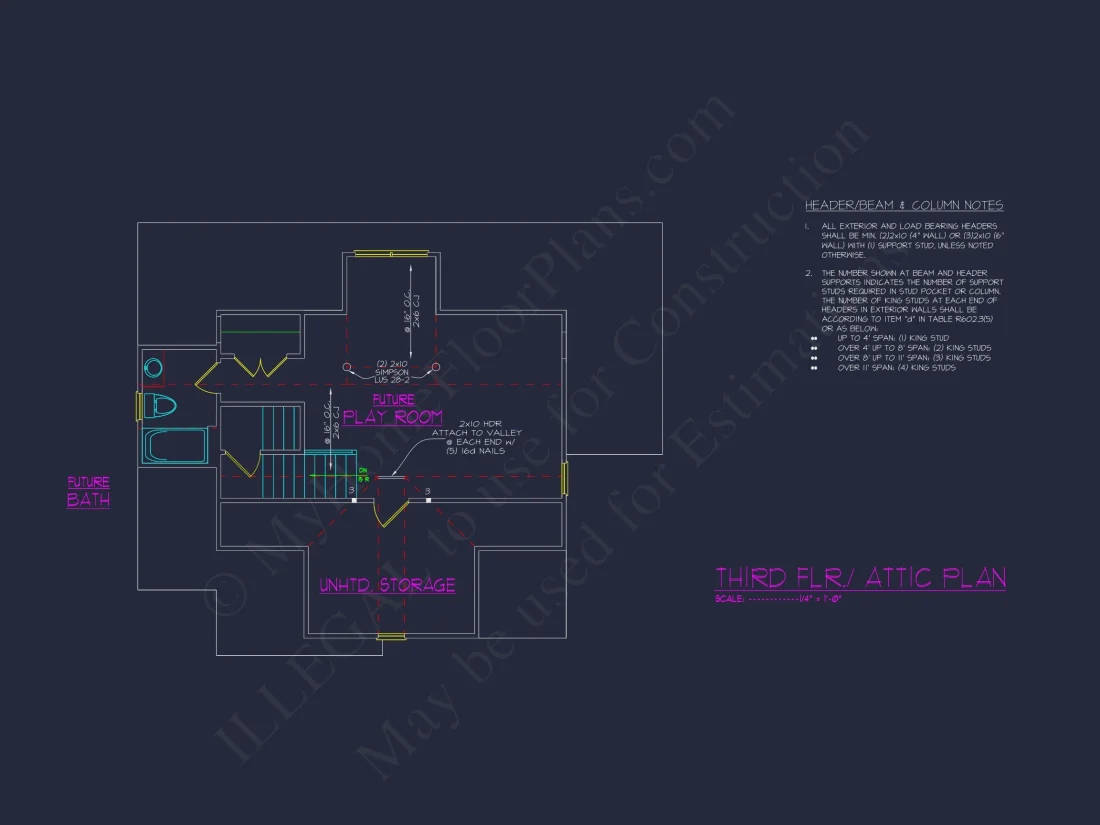 Modern 2.5 Story house Plan with CAD Blueprint Designs