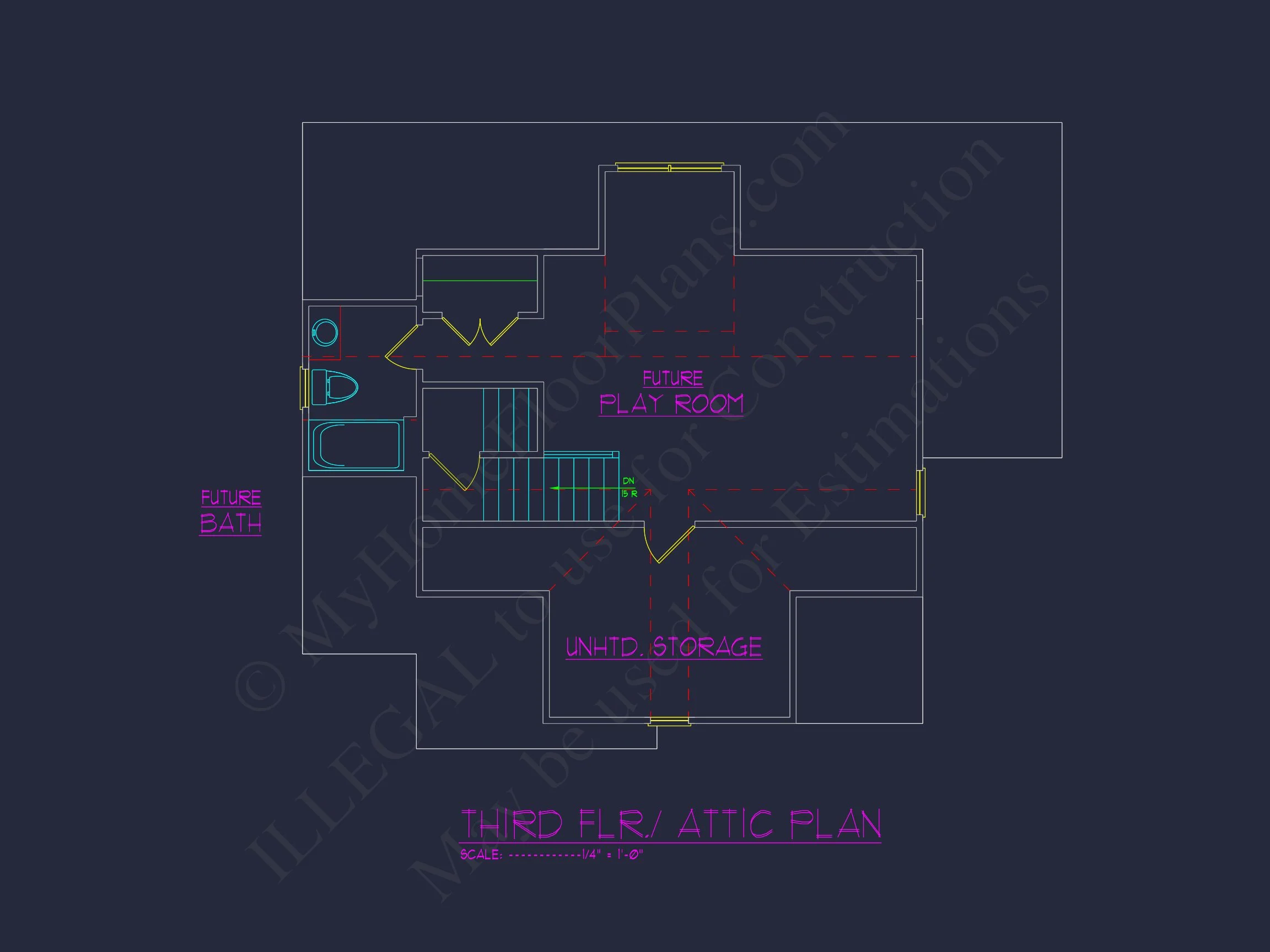 Modern 2.5 Story house Plan with CAD Blueprint Designs