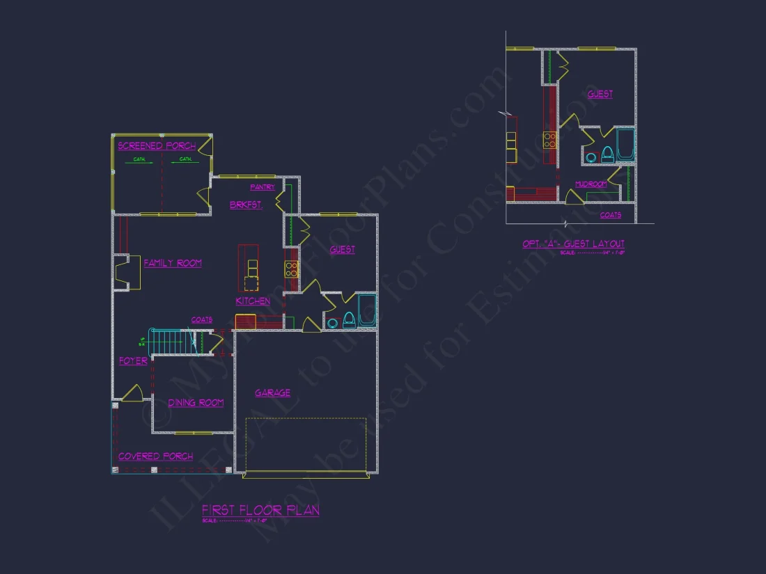 Modern 2.5 Story house Plan with CAD Blueprint Designs