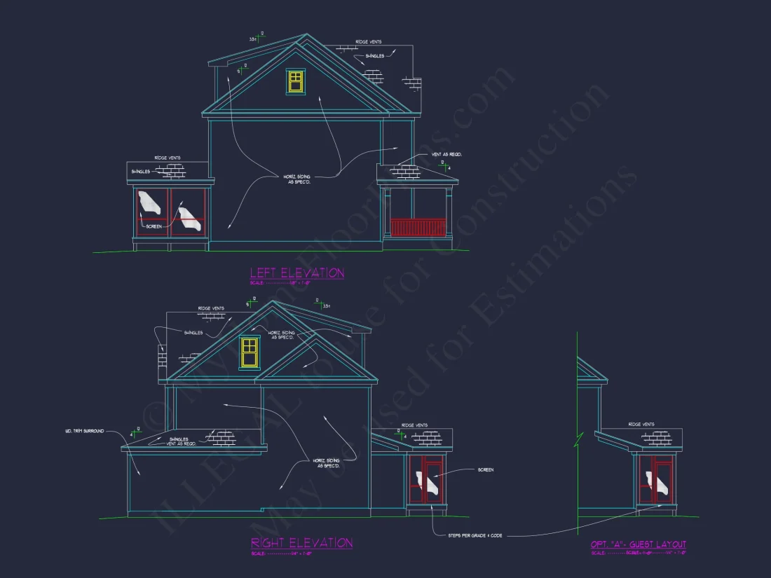 Modern 2.5 Story house Plan with CAD Blueprint Designs