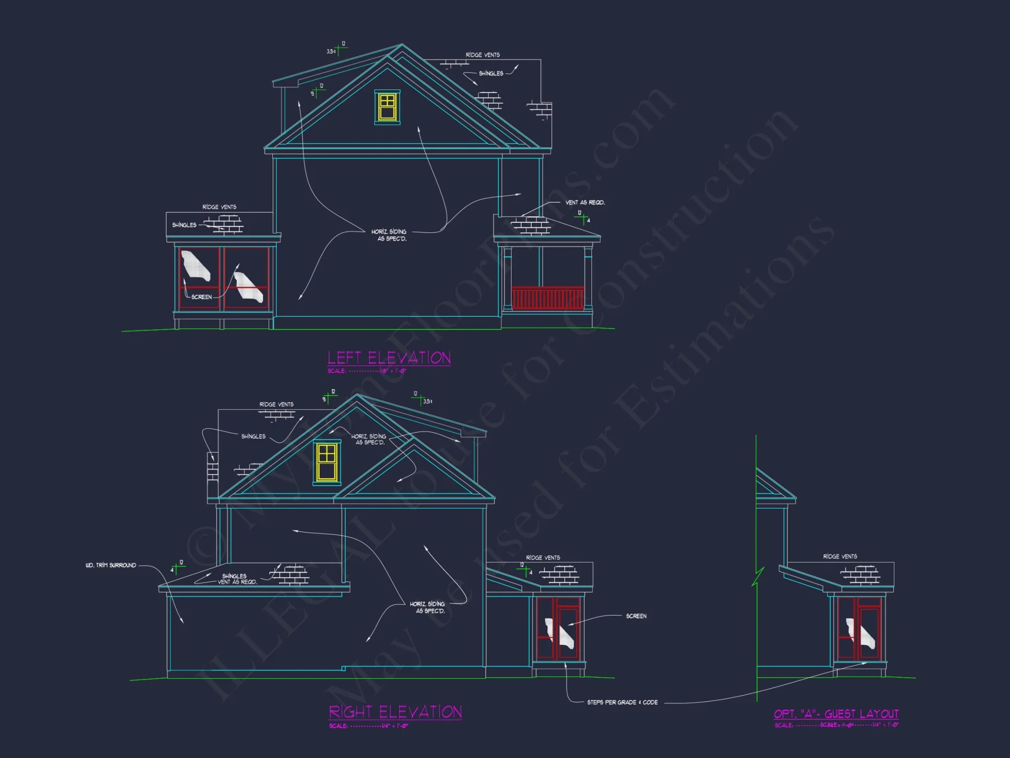 Modern 2.5 Story house Plan with CAD Blueprint Designs