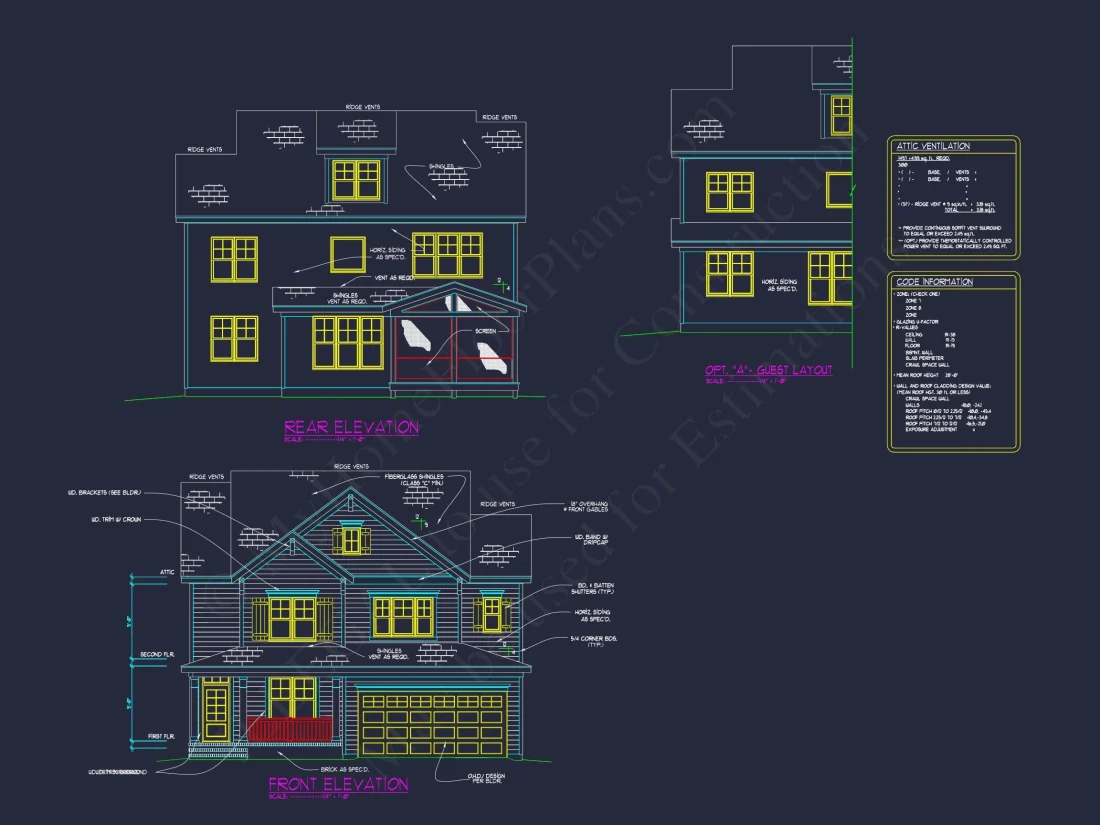 Modern 2.5 Story house Plan with CAD Blueprint Designs