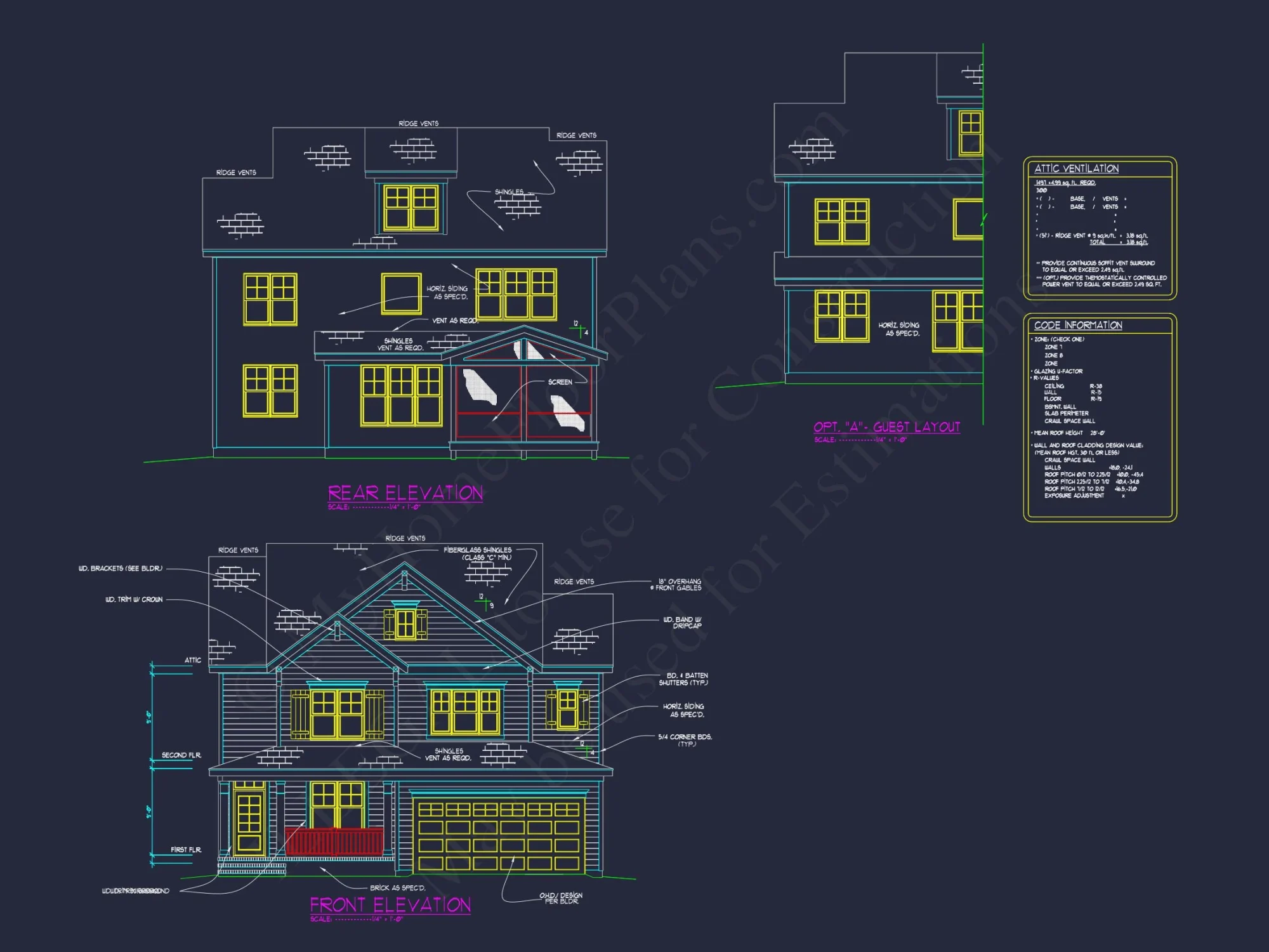 Modern 2.5 Story house Plan with CAD Blueprint Designs