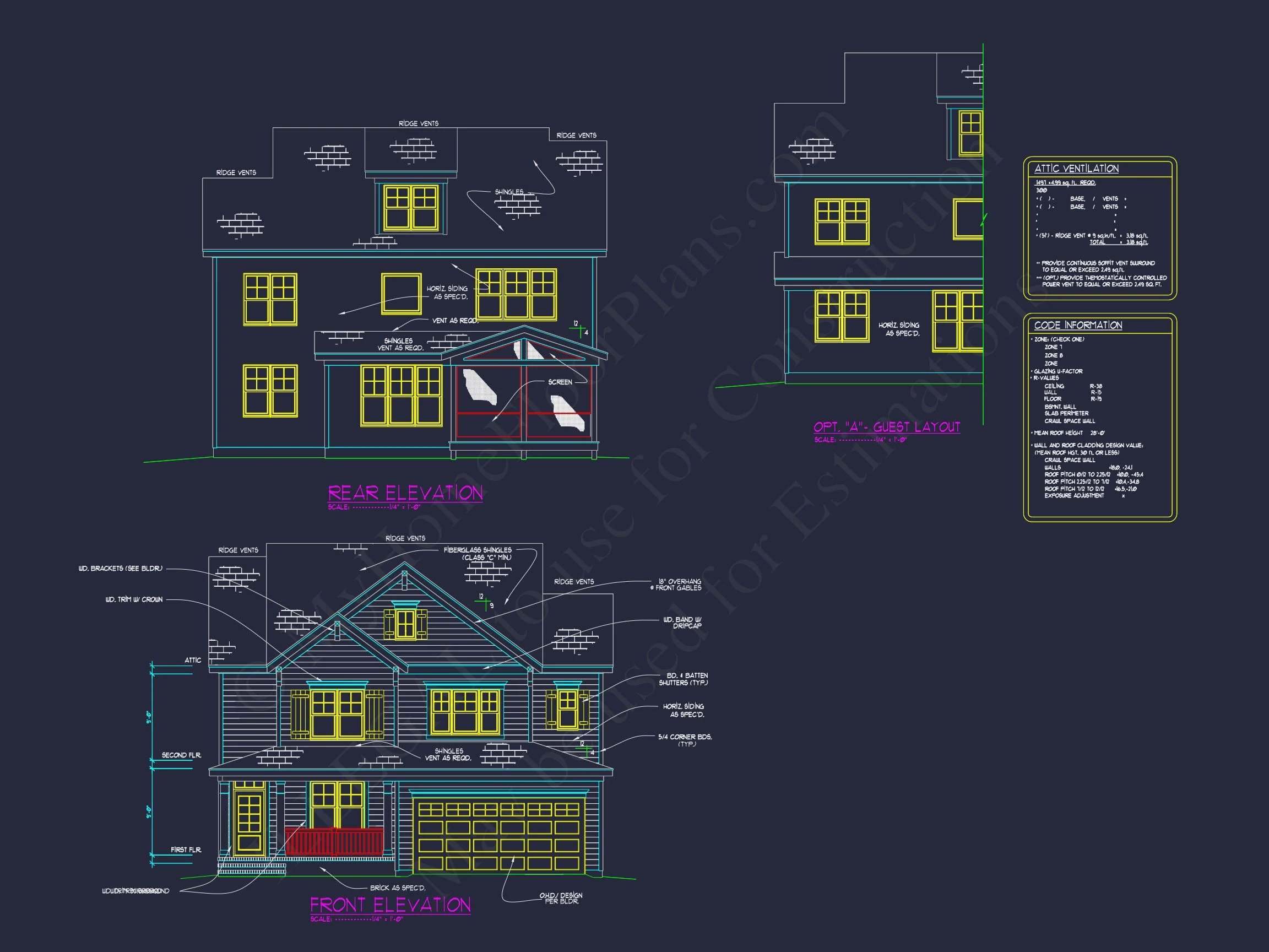Modern 2.5 Story house Plan with CAD Blueprint Designs