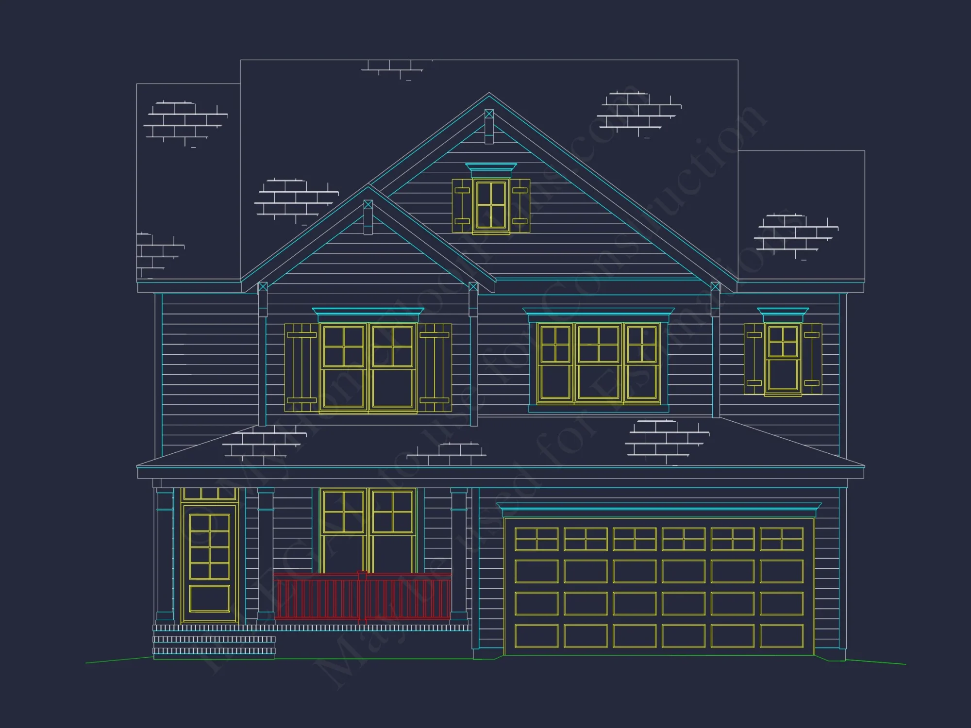 Modern 2.5 Story house Plan with CAD Blueprint Designs