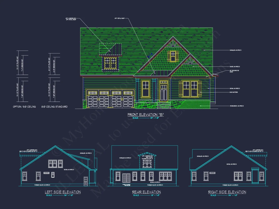 Stunning Craftsman house Plan with Open Floor Design and CAD Blueprint