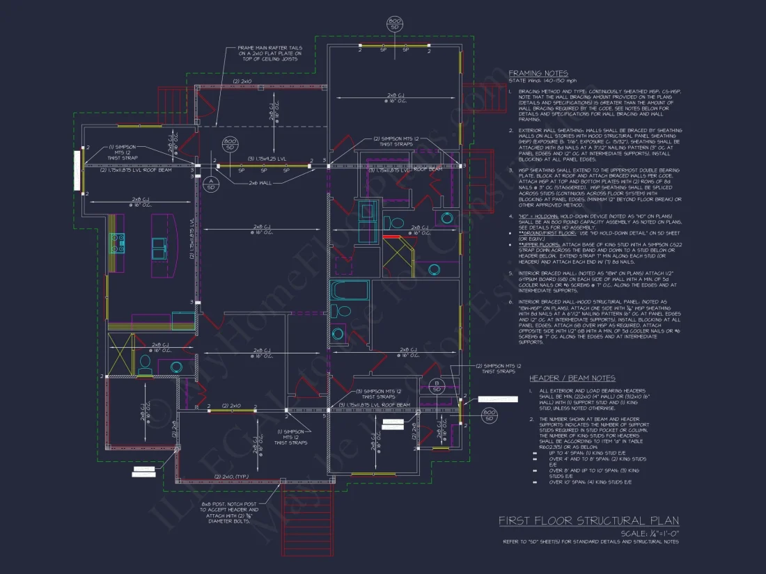 Craftsman house Plan with 4 Bedrooms and Open Floor Design