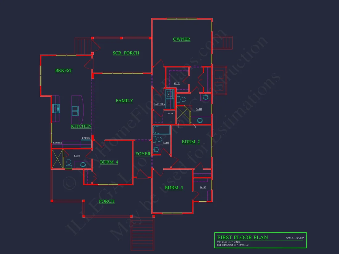 Craftsman house Plan with 4 Bedrooms and Open Floor Design