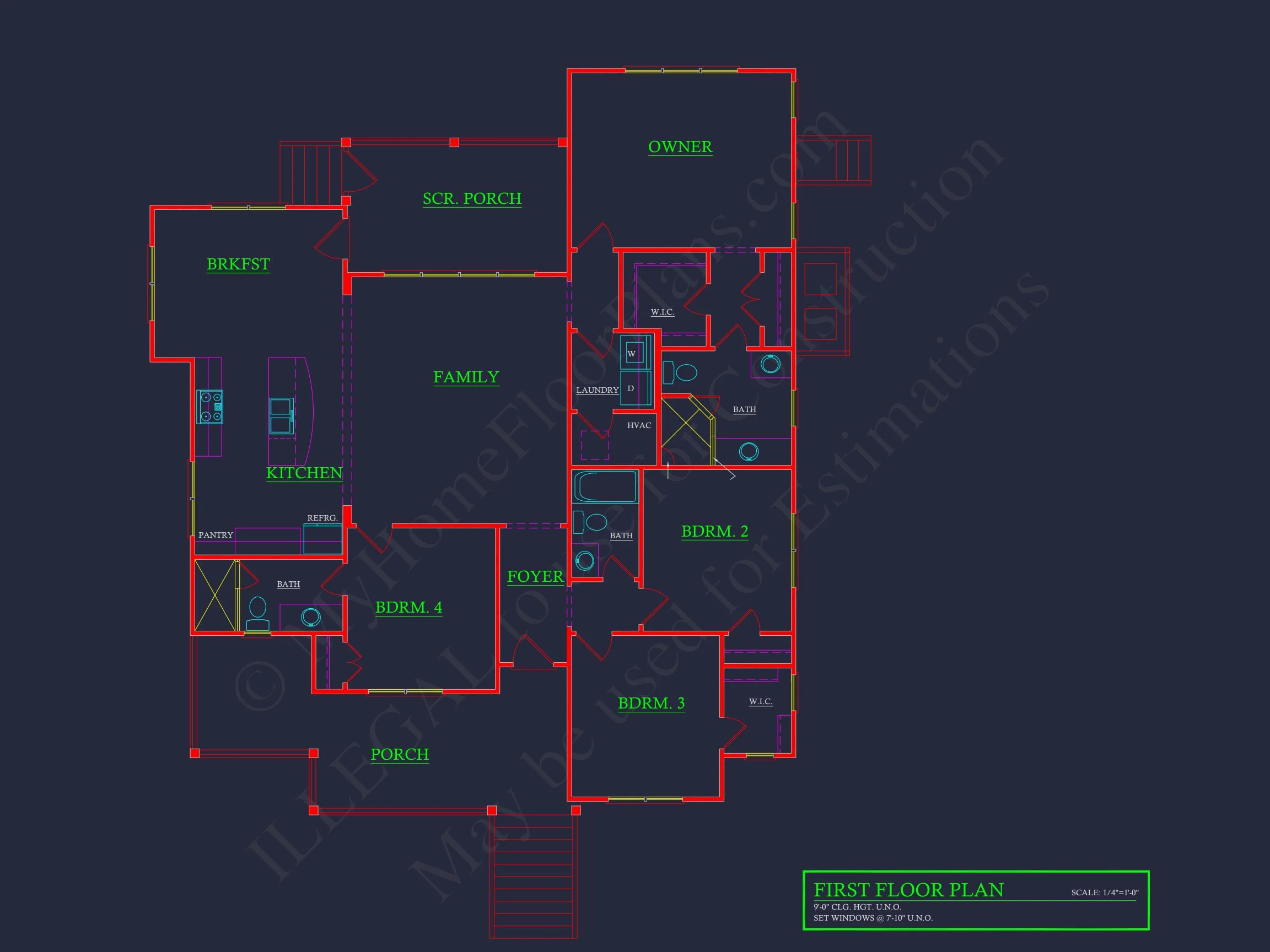 Craftsman house Plan with 4 Bedrooms and Open Floor Design