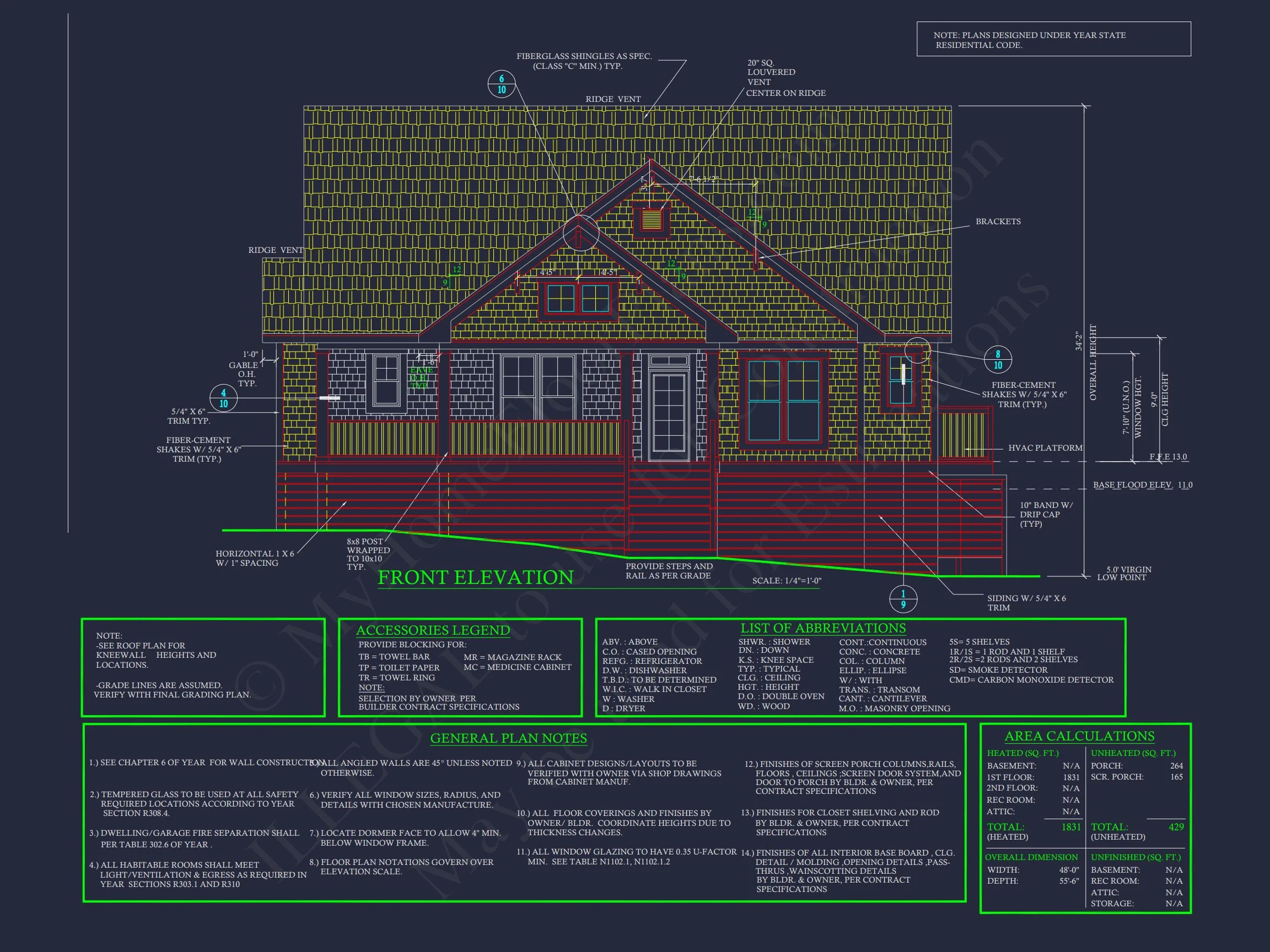 Craftsman house Plan with 4 Bedrooms and Open Floor Design