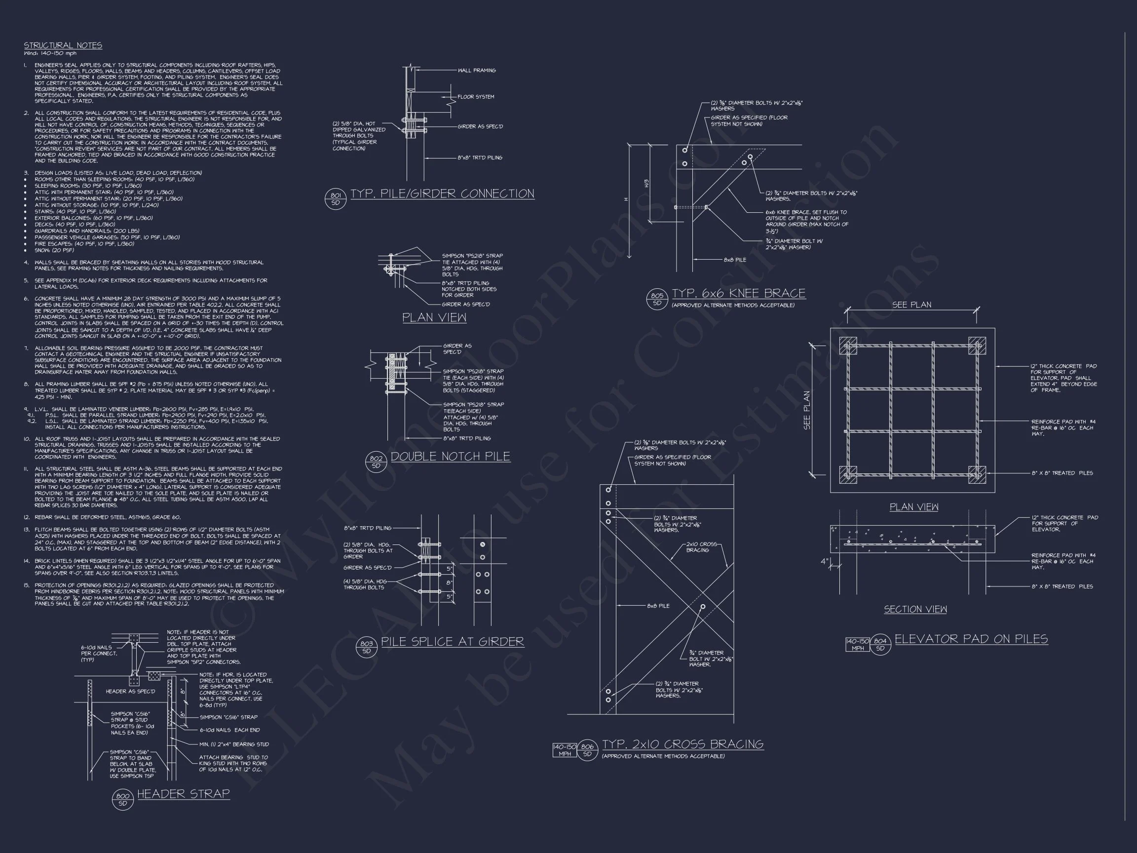 Beachfront house Plan with Blueprint & CAD Designs