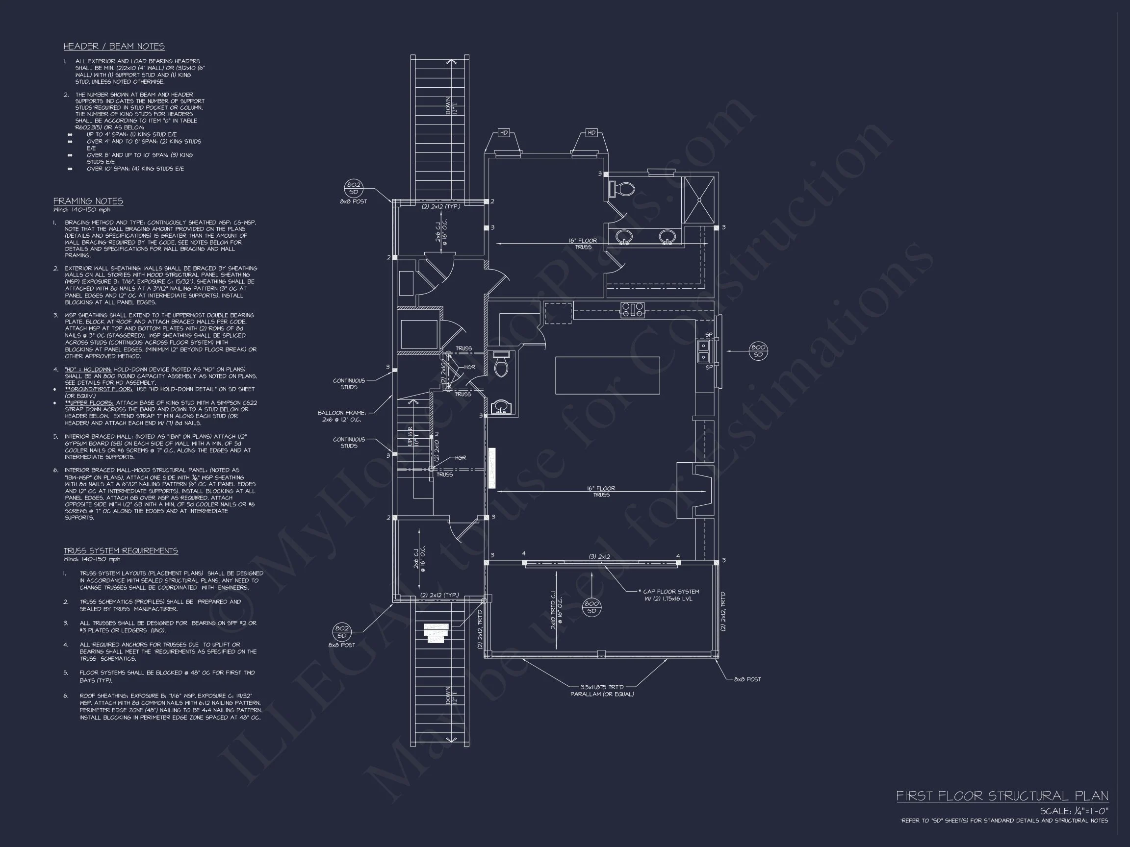 Beachfront house Plan with Blueprint & CAD Designs