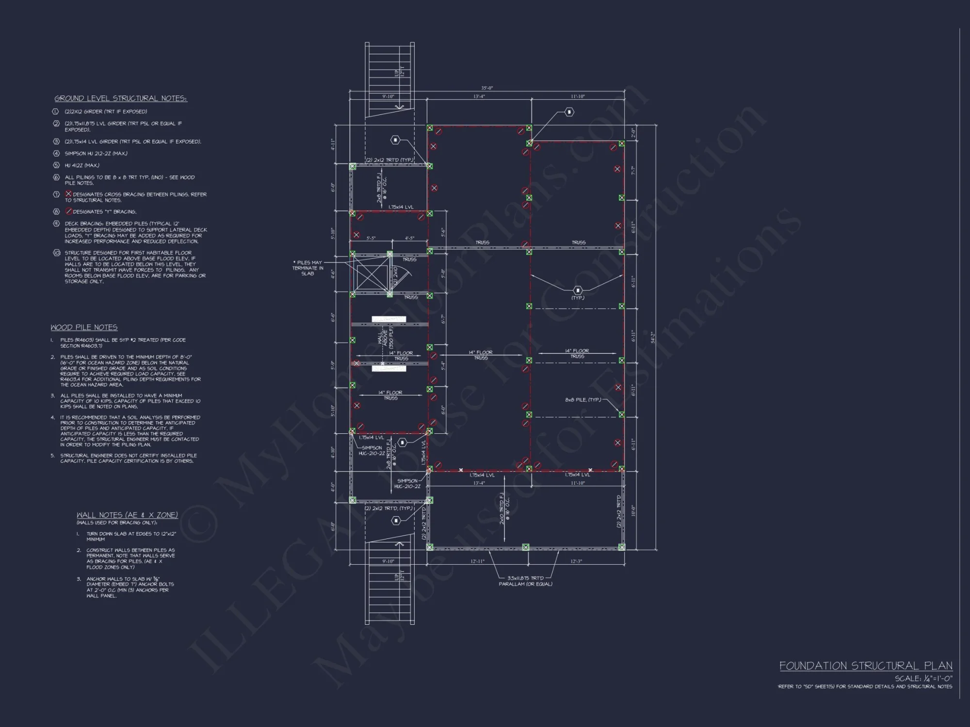 Beachfront house Plan with Blueprint & CAD Designs