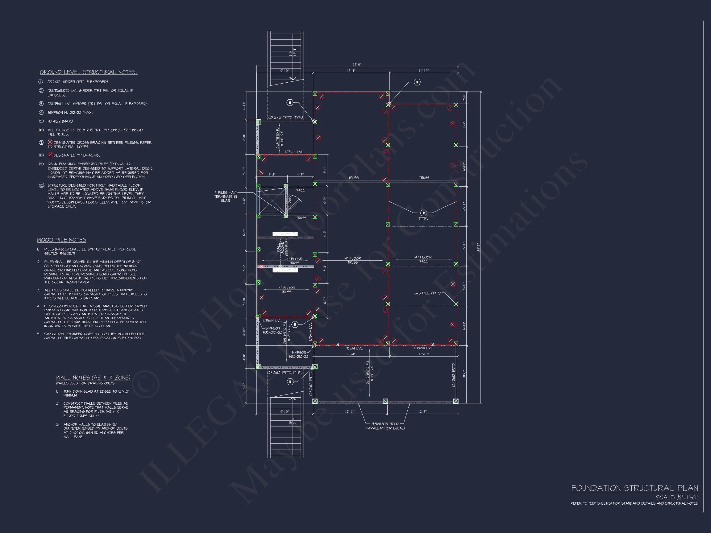 Beachfront house Plan with Blueprint & CAD Designs