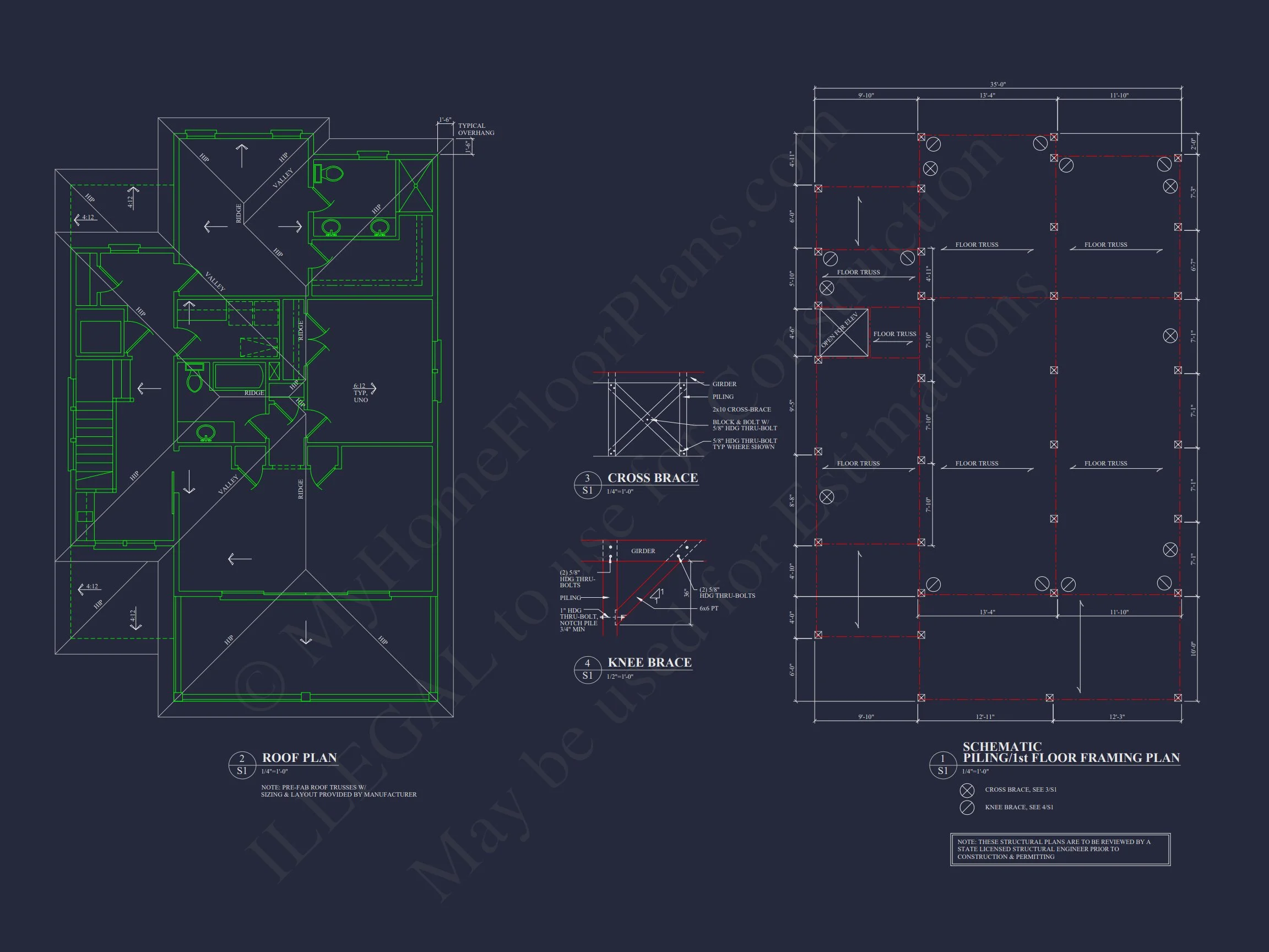 Beachfront house Plan with Blueprint & CAD Designs