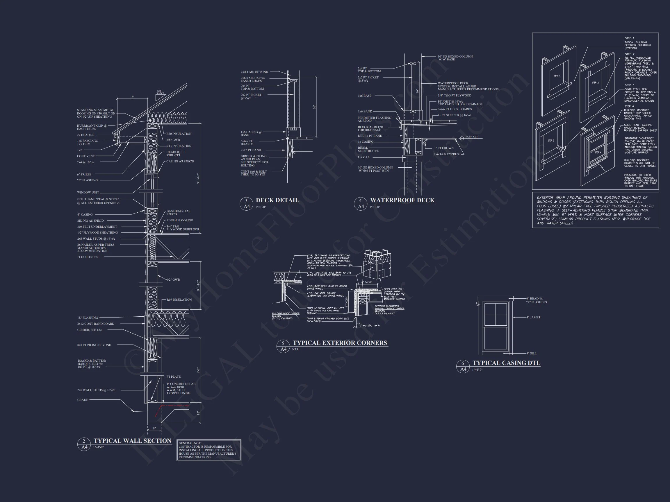 Beachfront house Plan with Blueprint & CAD Designs
