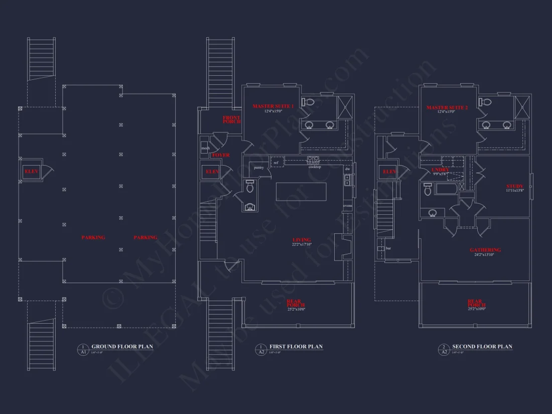 Beachfront house Plan with Blueprint & CAD Designs