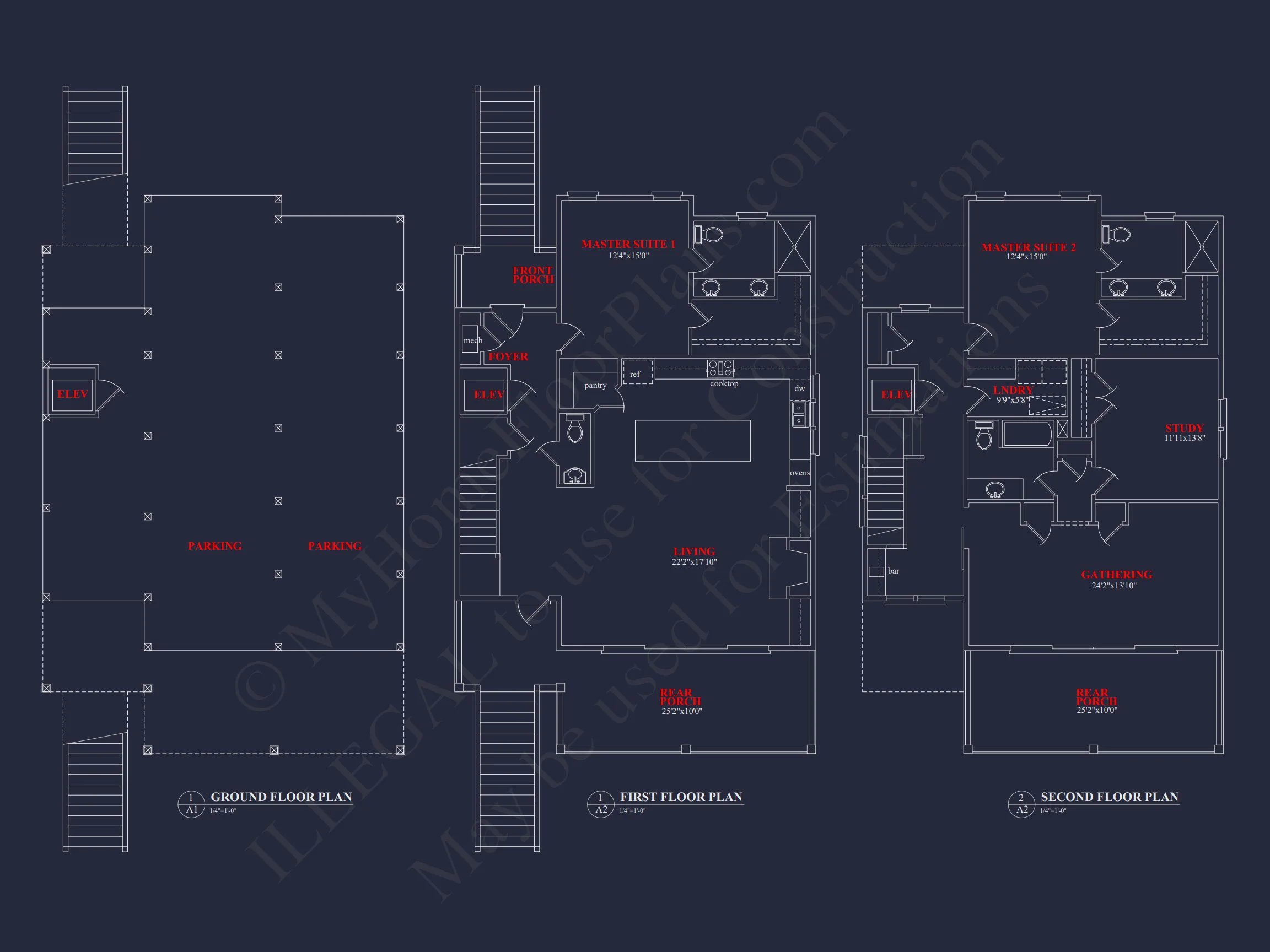 Beachfront house Plan with Blueprint & CAD Designs