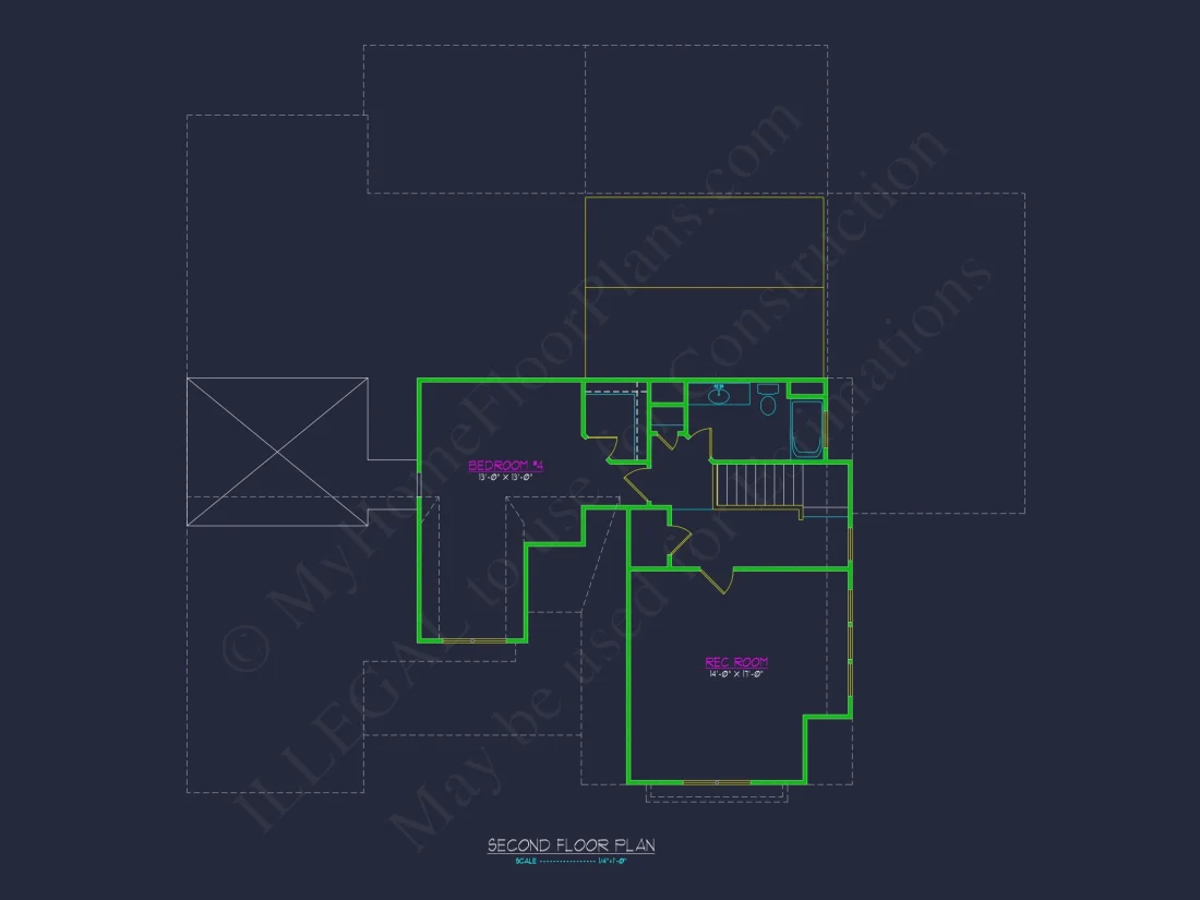 4-Bedroom Floor Plan with Blueprint Designs