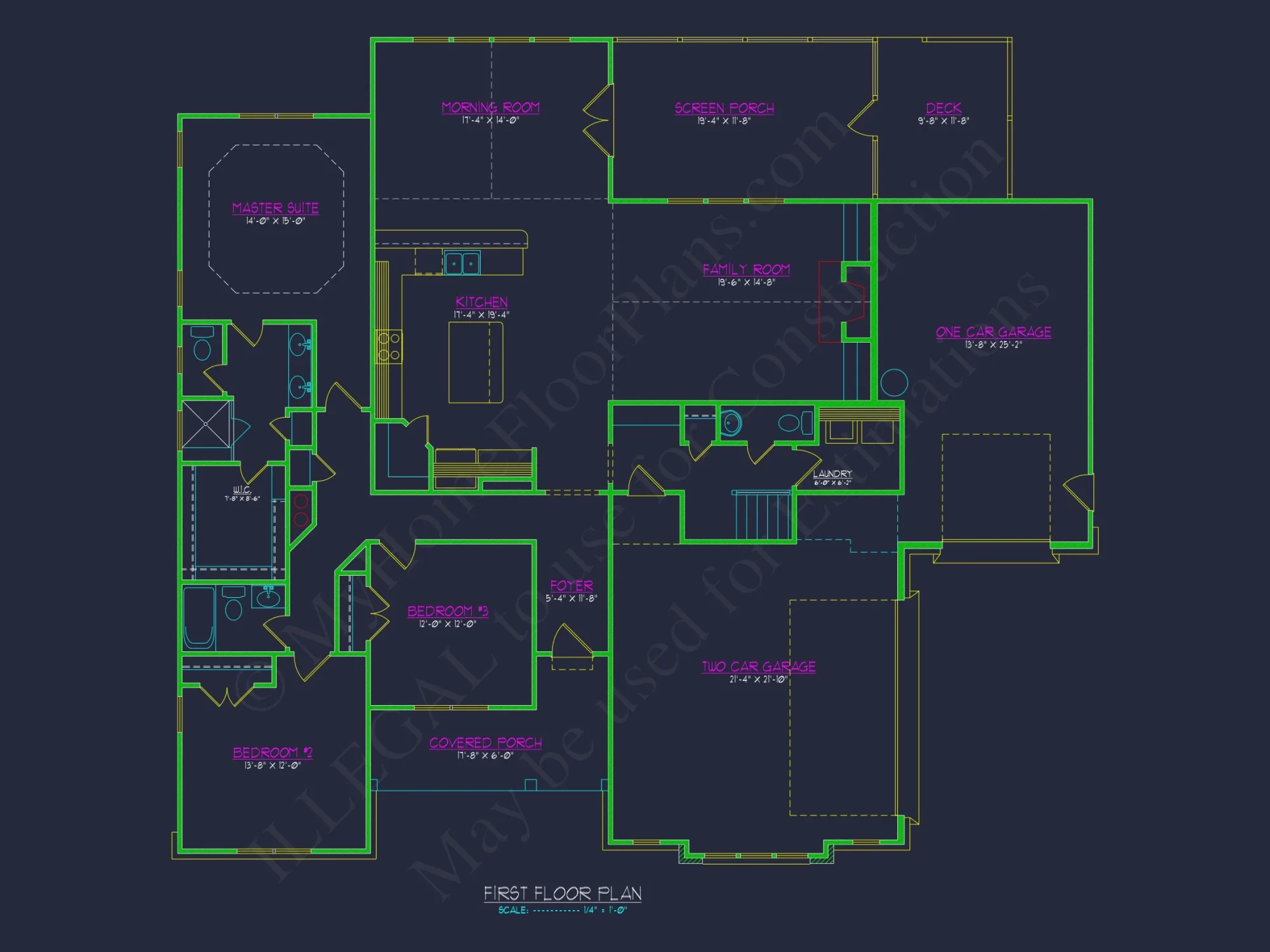 4-Bedroom Floor Plan with Blueprint Designs