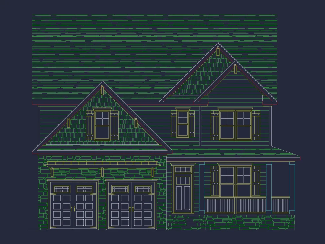 Charming Two-Story house Plan with 4 Bedrooms & CAD Designs