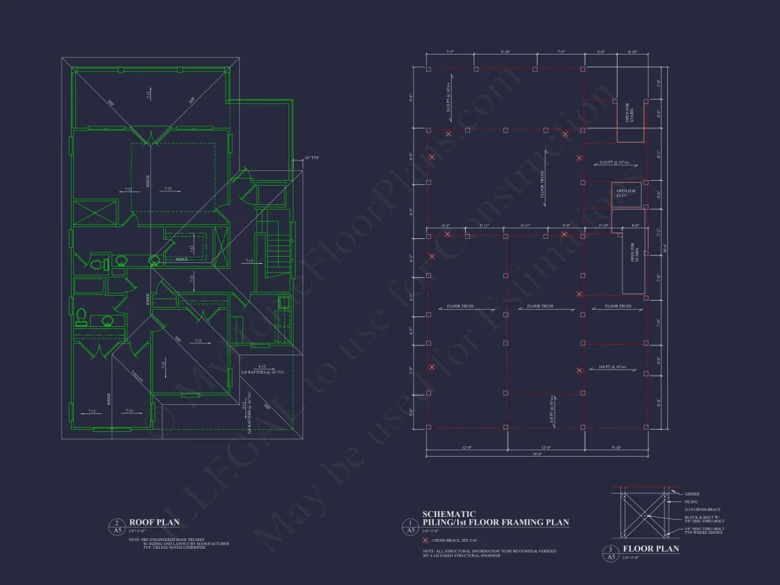 Charming Coastal house Plan with CAD Blueprint and Designs