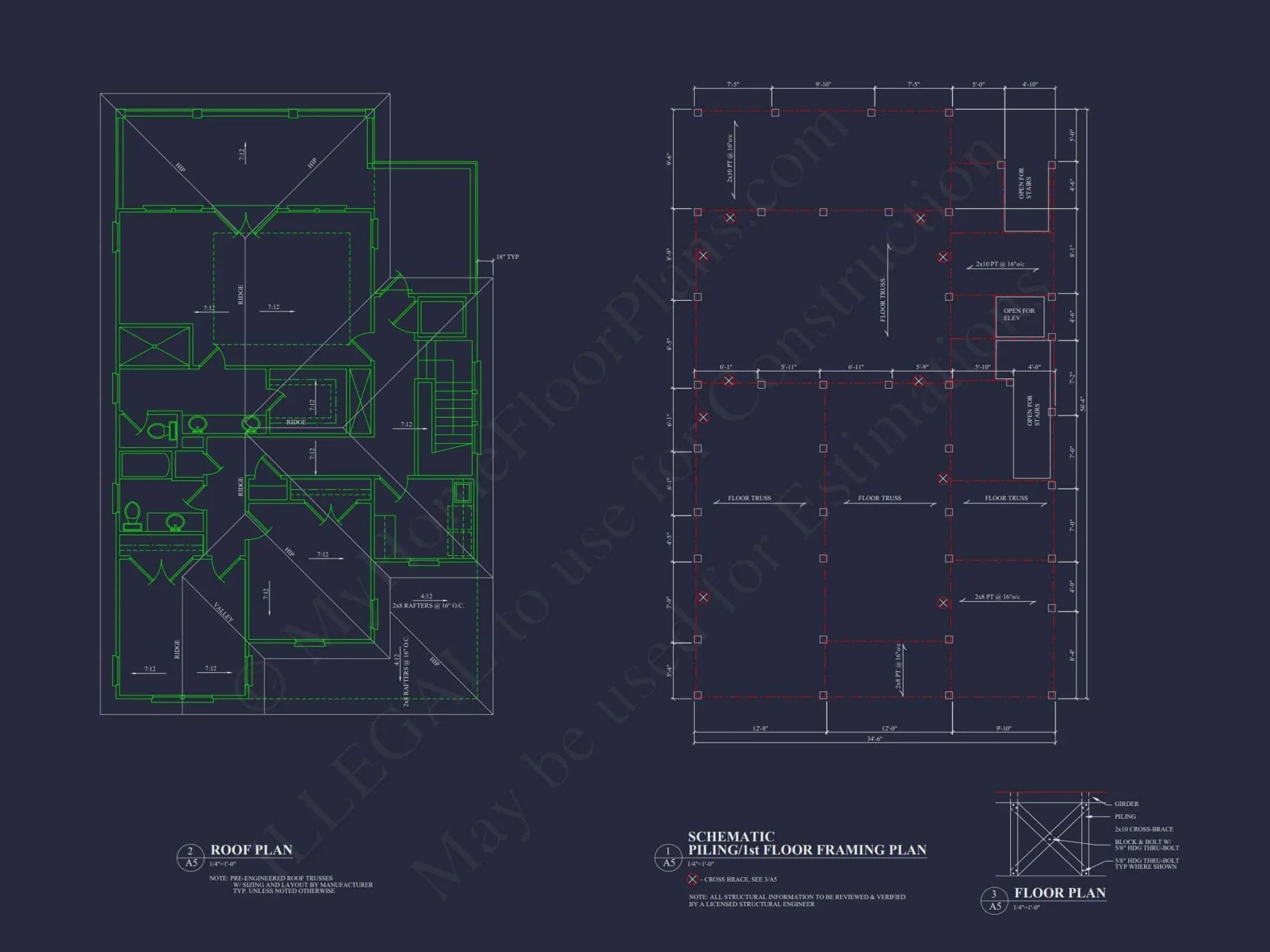 Charming Coastal house Plan with CAD Blueprint and Designs