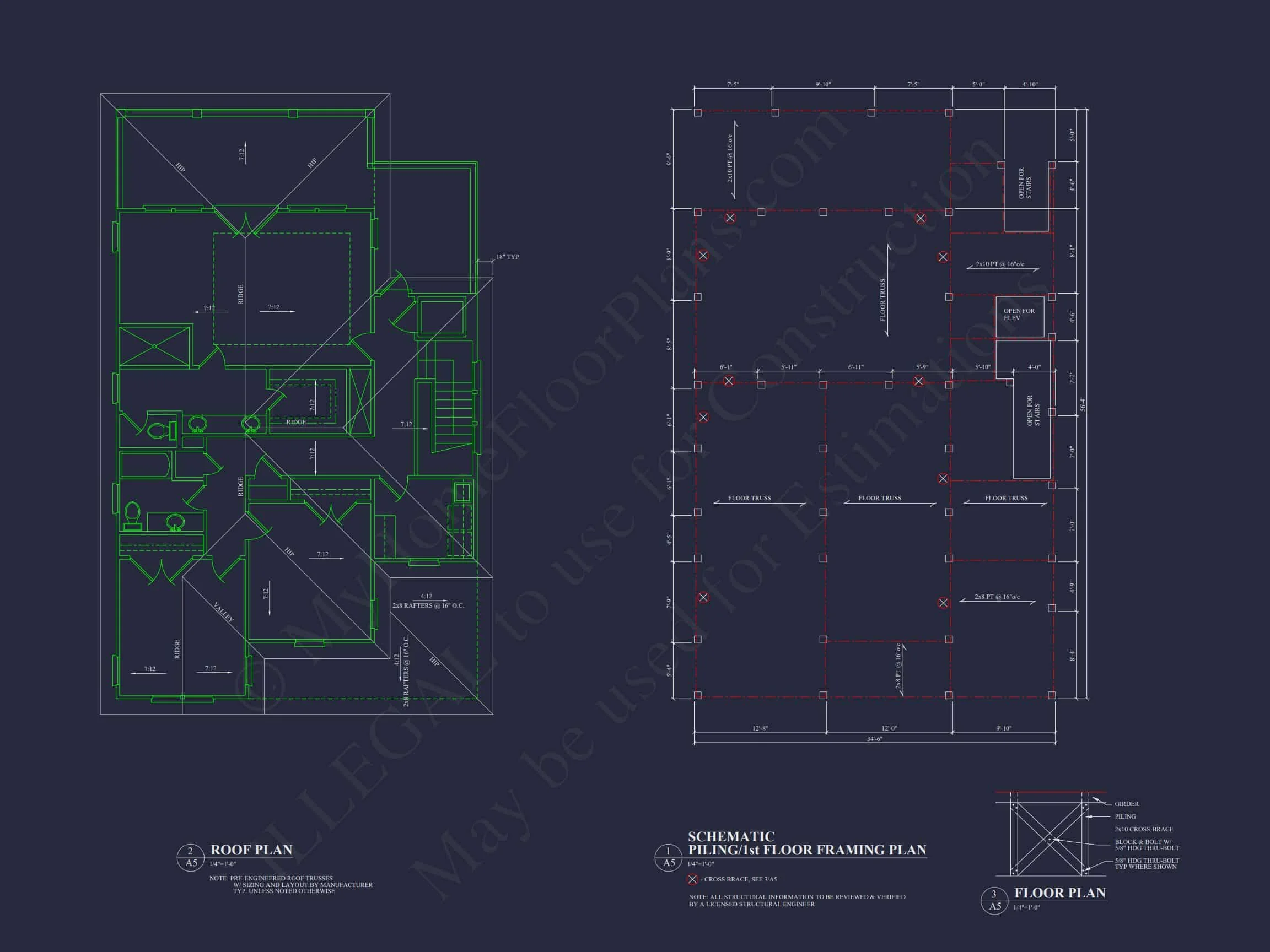 Charming Coastal house Plan with CAD Blueprint and Designs