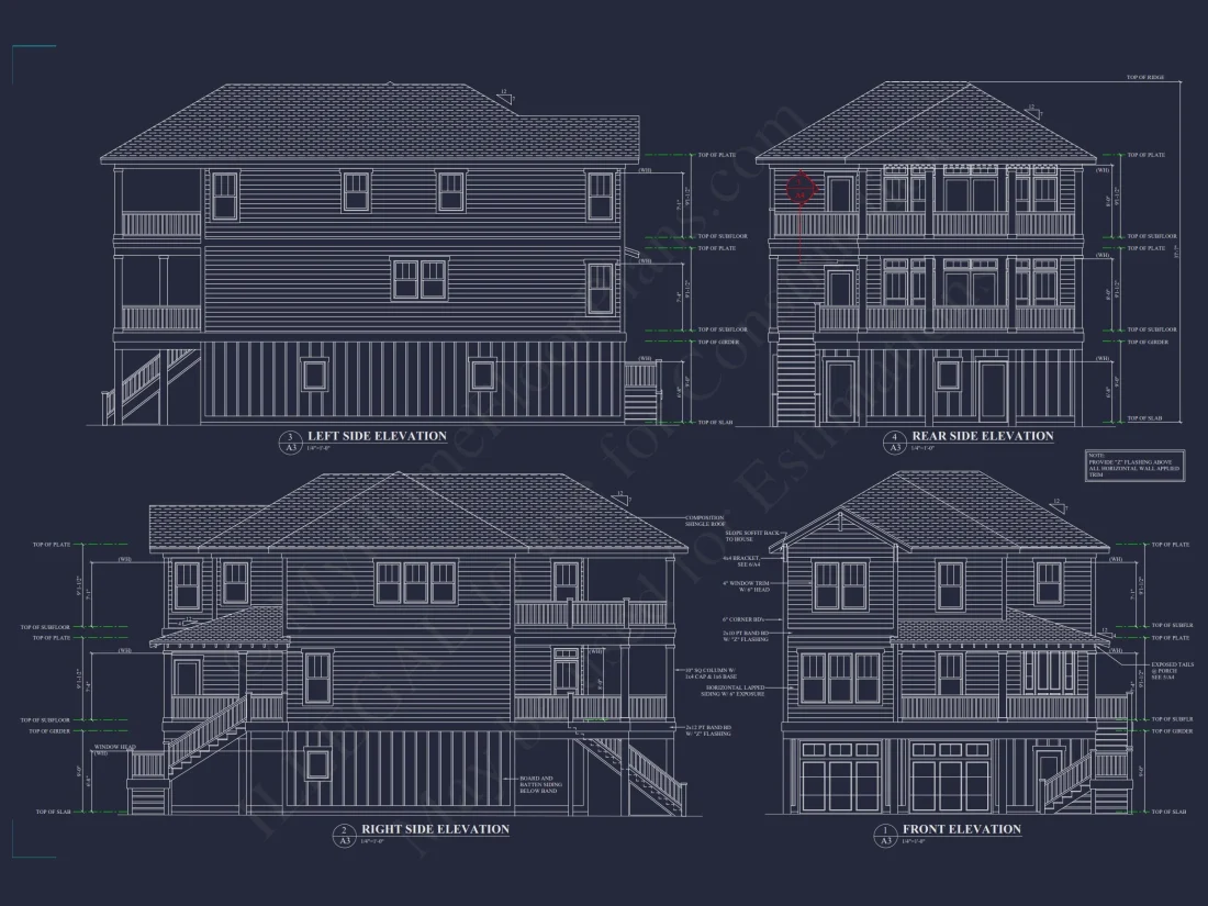 Charming Coastal house Plan with CAD Blueprint and Designs