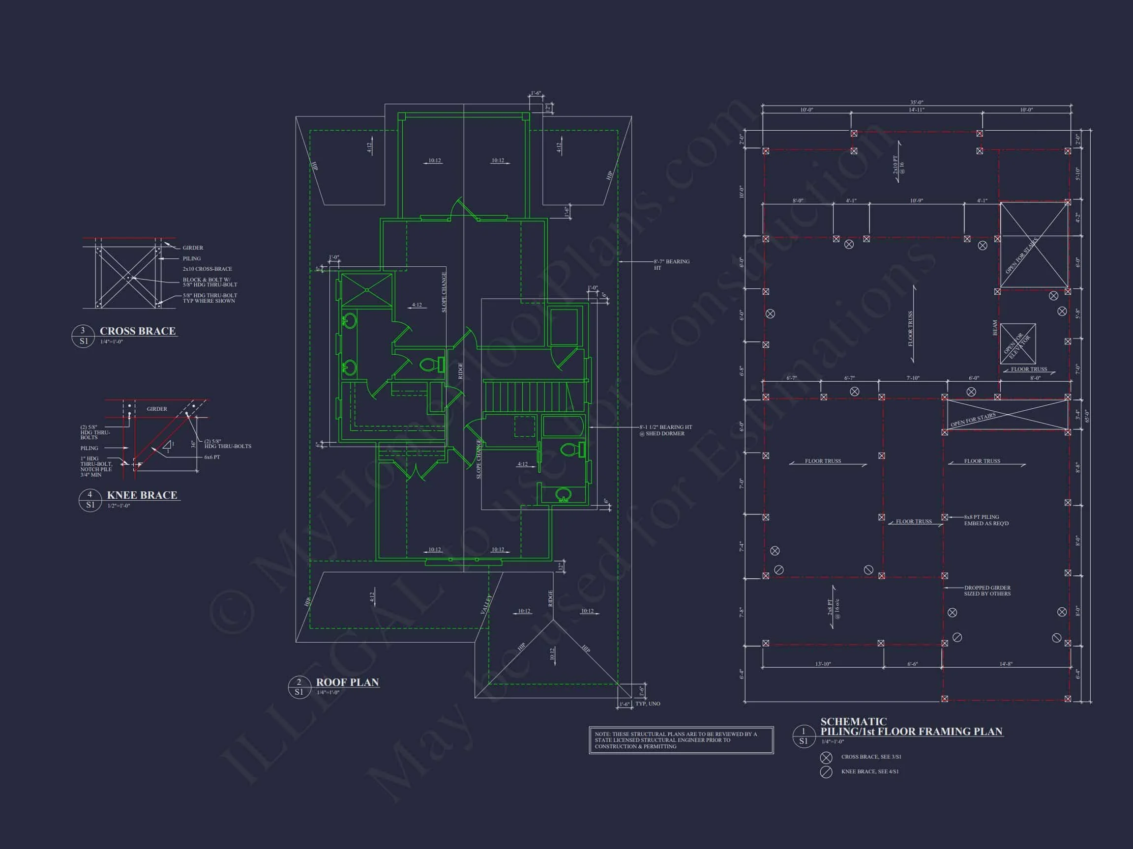 Elegant Coastal house Floor Plan with CAD Architecture Designs